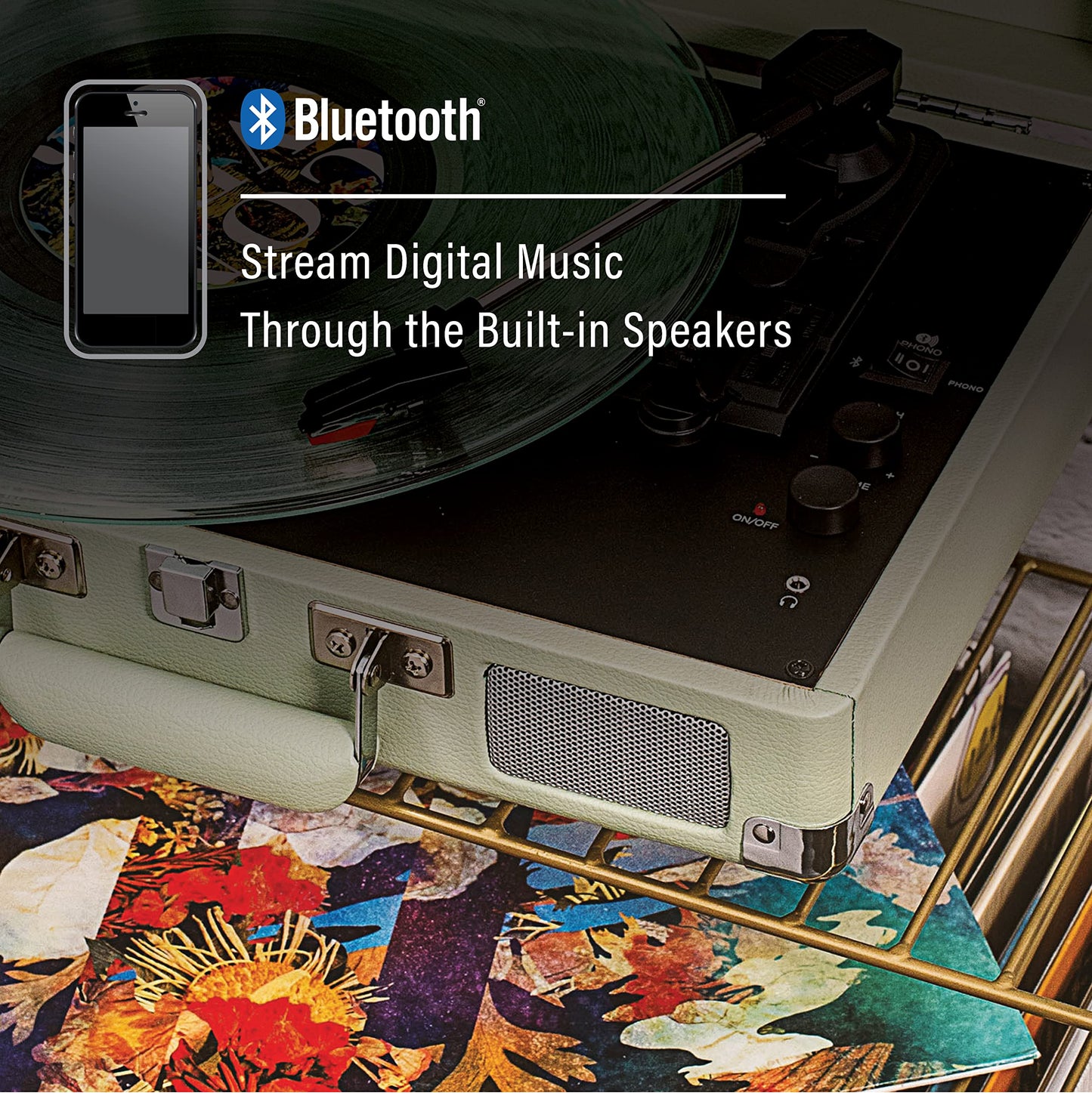 Crosley CR8005F-MT Cruiser Plus - Tocadiscos de 3 velocidades, Bluetooth, Color Verde