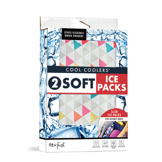 Cool Coolers by Fit + Fresh, reutilizables paquetes de hielo suaves para bolsas de bebé, bolsa de hielo flexible y esenciales de lactancia materna, perfecto para almacenamiento de leche materna, 2 unidades, multicolor