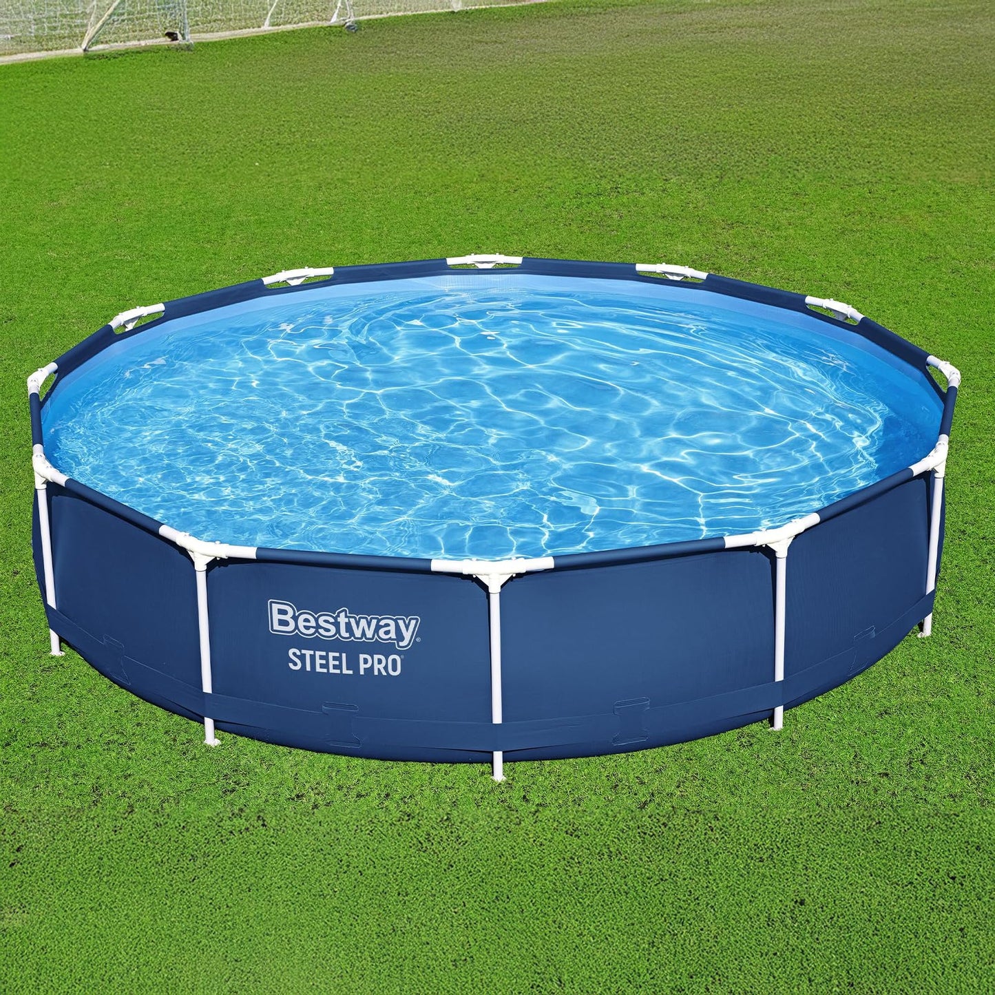 Bestway Steel Pro - Juego de piscina redonda sobre el piso de 12 x 30 pulgadas, incluye bomba de filtro de 330 galones