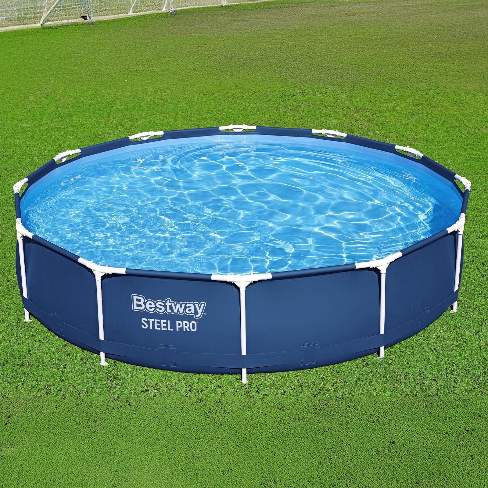 Bestway Steel Pro - Juego de piscina redonda sobre el piso de 12 x 30 pulgadas, incluye bomba de filtro de 330 galones
