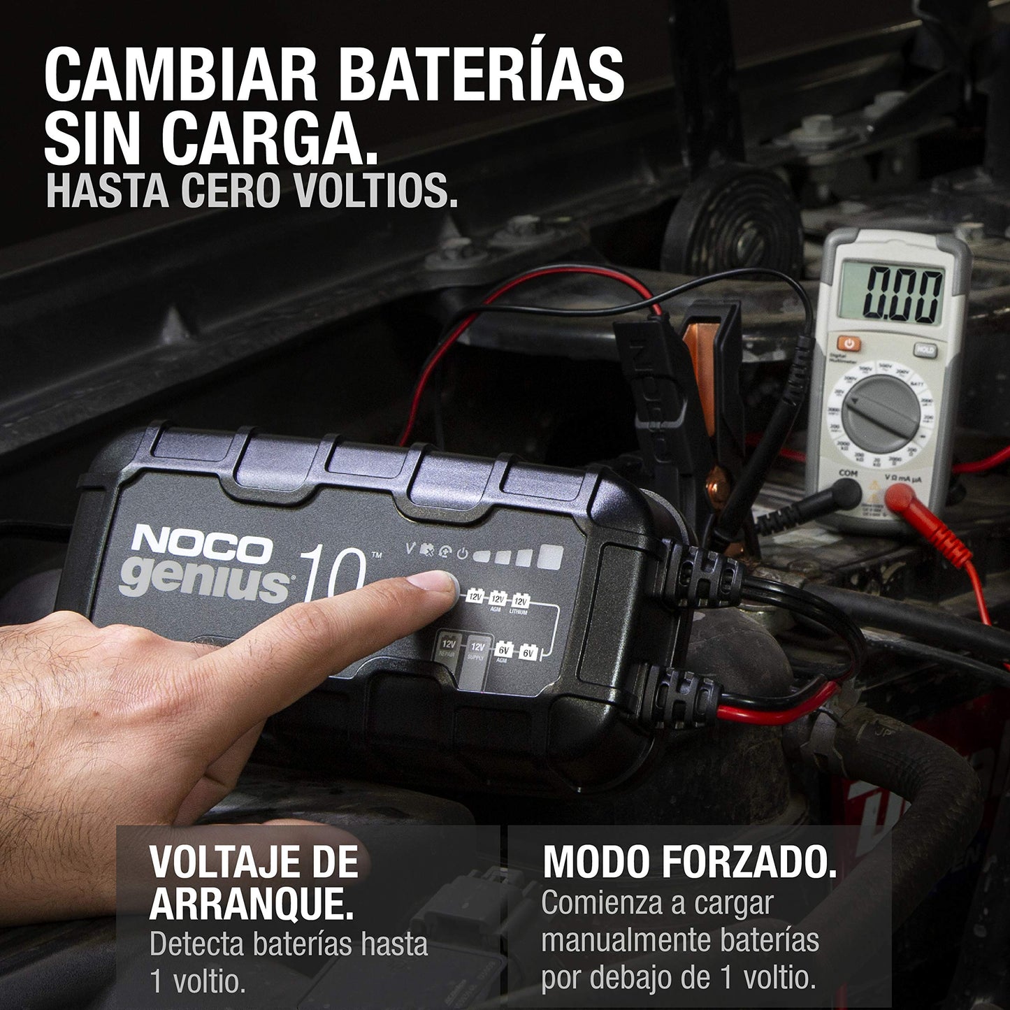 NOCO GENIUS10: Cargador de batería Inteligente 6V/12V 10A – Mantenedor automático, Cargador Lento y desulfatador con protección contra sobrecarga y compensación térmica – para baterías Plomo y Litio
