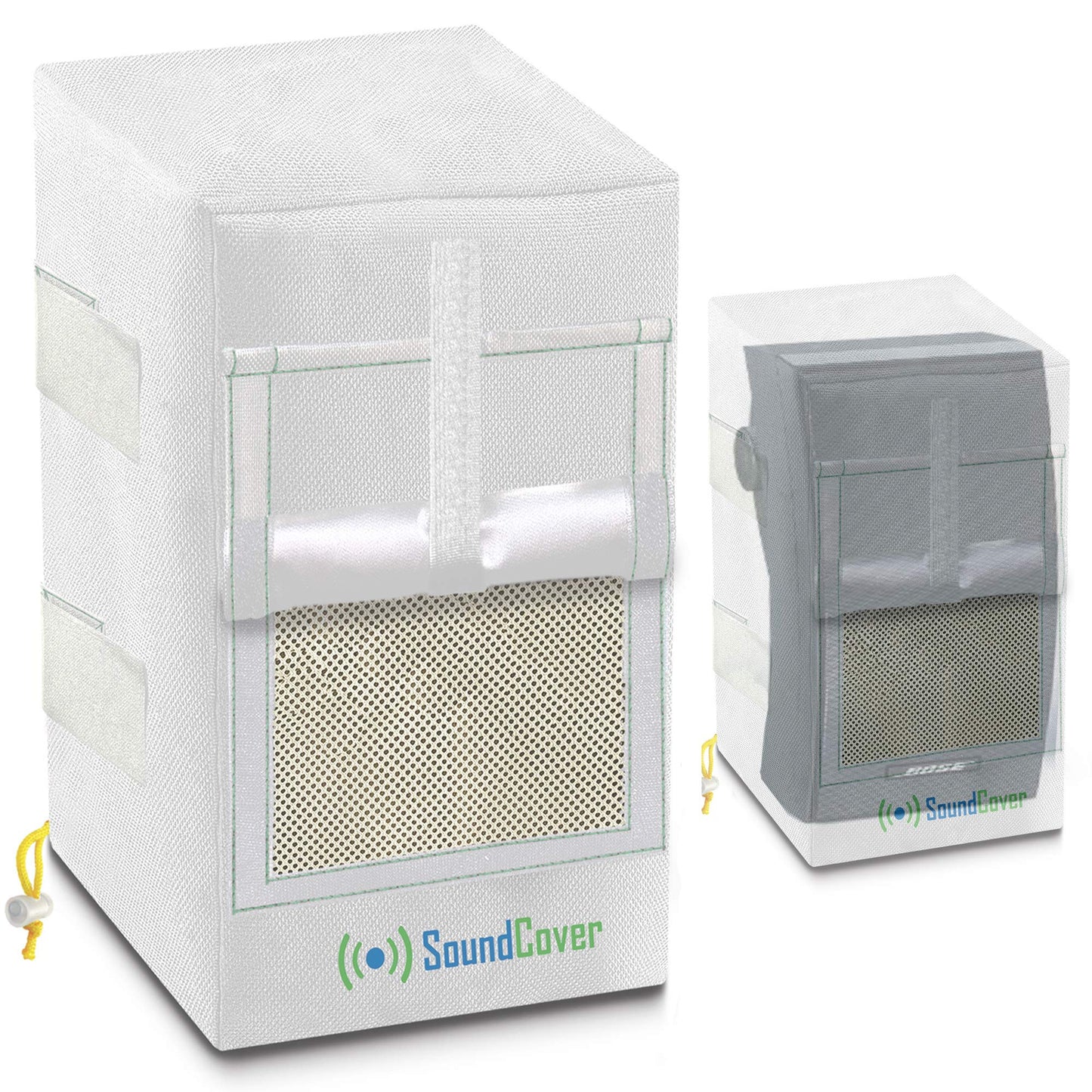 Dos cubiertas de altavoces blancos impermeables 600D para altavoces montados en soporte C – Compatible con Yamaha NS-AW294, Polk Atrium 6, Bose 251 (dimensiones máximas: 13.5 pulgadas de alto x 7.9