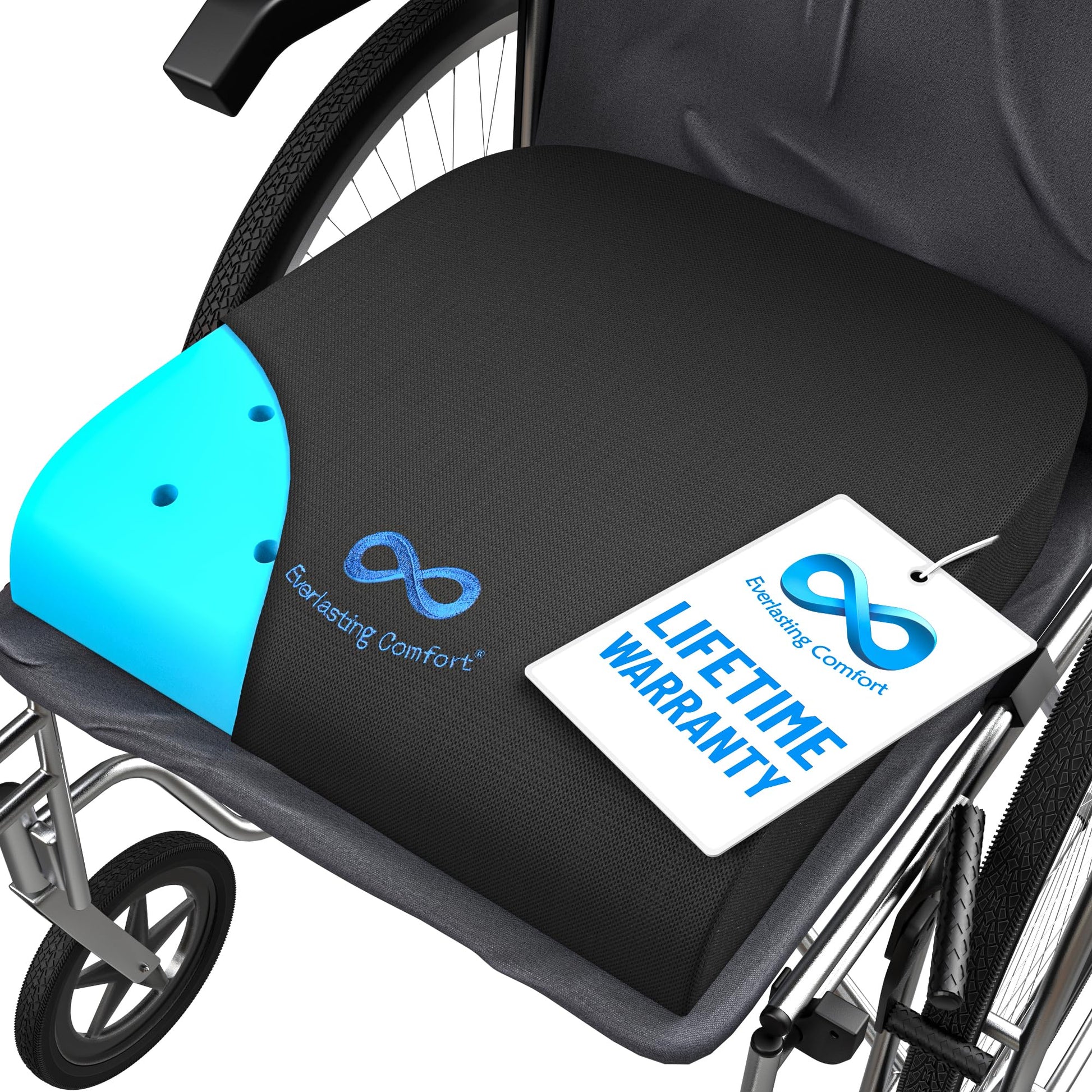 Cojín de Asiento de Espuma Viscoelástica Everlasting Comfort Gel Infundido y Ventilado para Silla de Ruedas