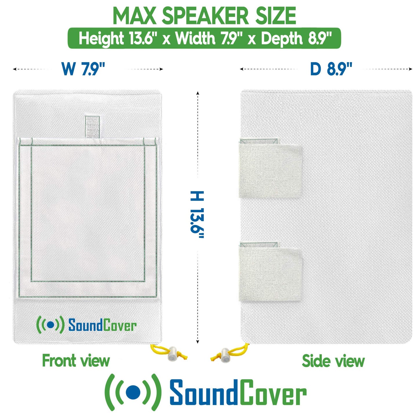 Dos cubiertas de altavoces blancos impermeables 600D para altavoces montados en soporte C – Compatible con Yamaha NS-AW294, Polk Atrium 6, Bose 251 (dimensiones máximas: 13.5 pulgadas de alto x 7.9