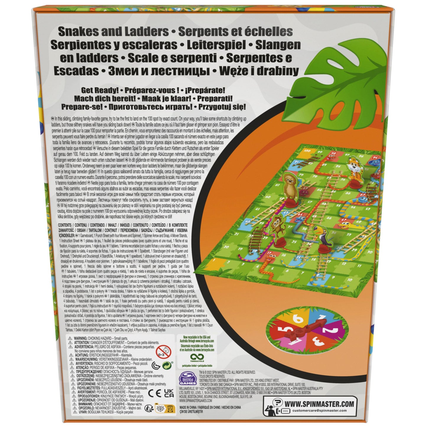 Juego de Mesa Spin Master Serpientes y Escaleras Colorido para Niños y Familias