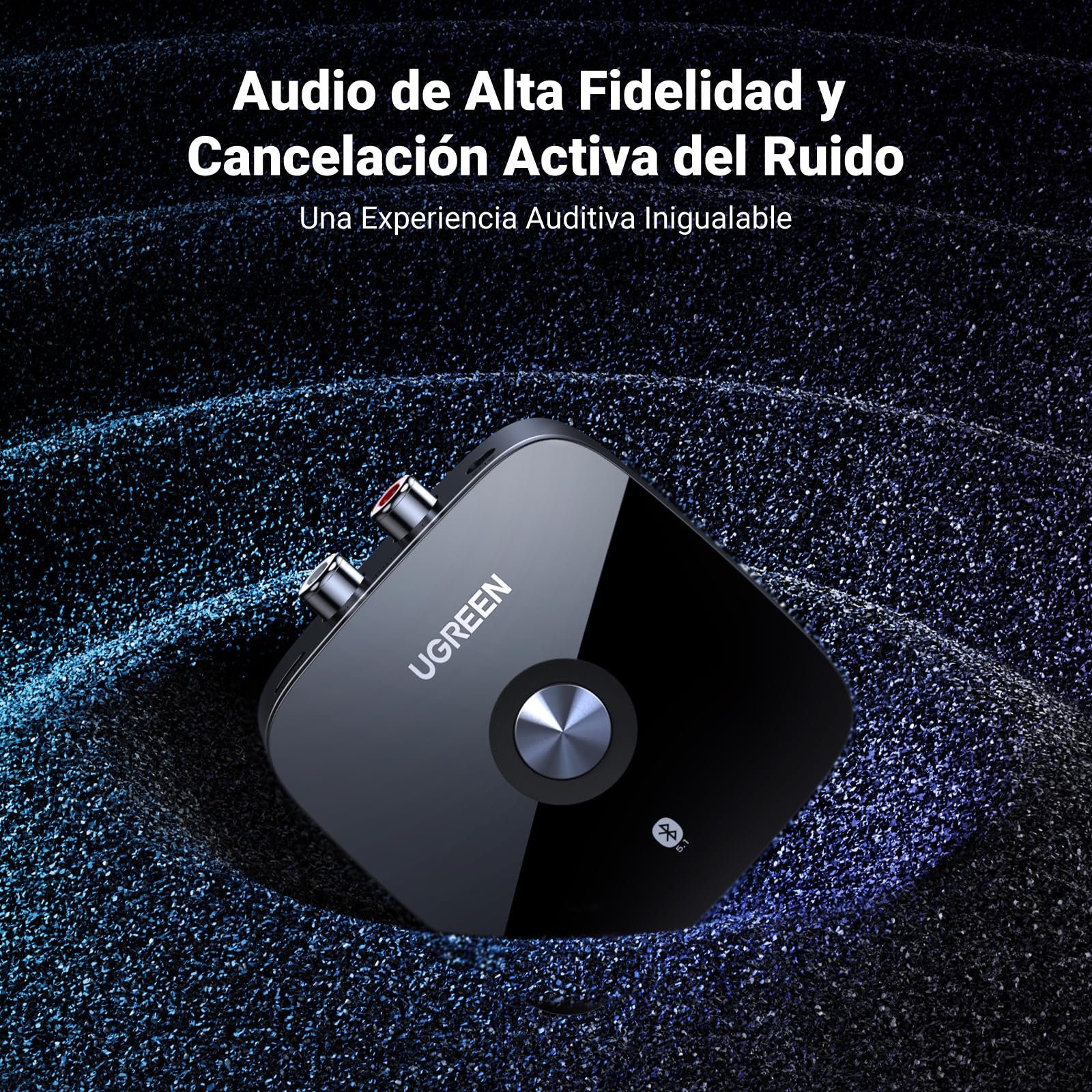 Receptor Bluetooth de Coche UGRRN Negro con Aux Dual Link Aptx HD para Teléfonos Inteligentes y Tabletas