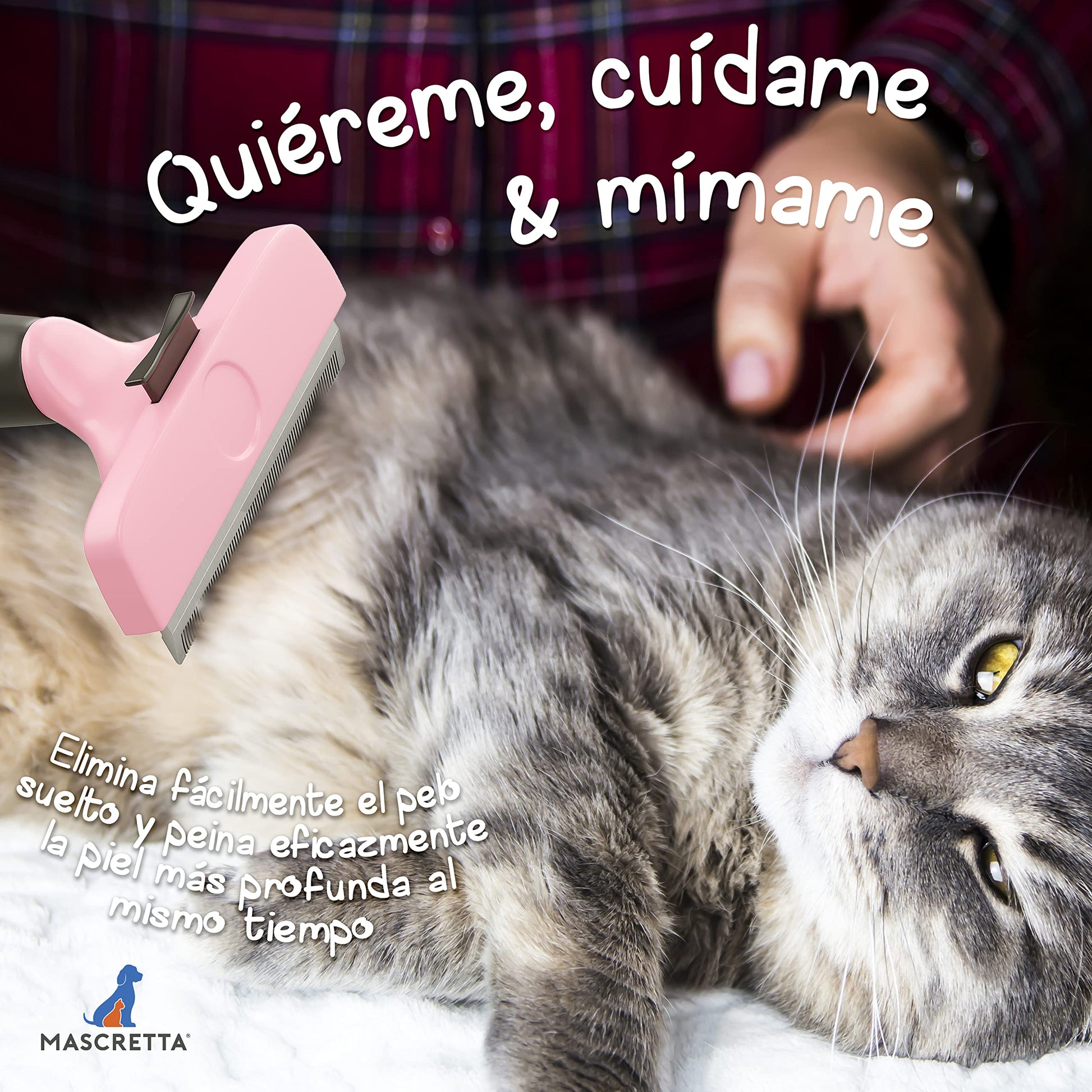 Deslanador MASCRETTA Rosa con Firme Agarre para Perro y Gato