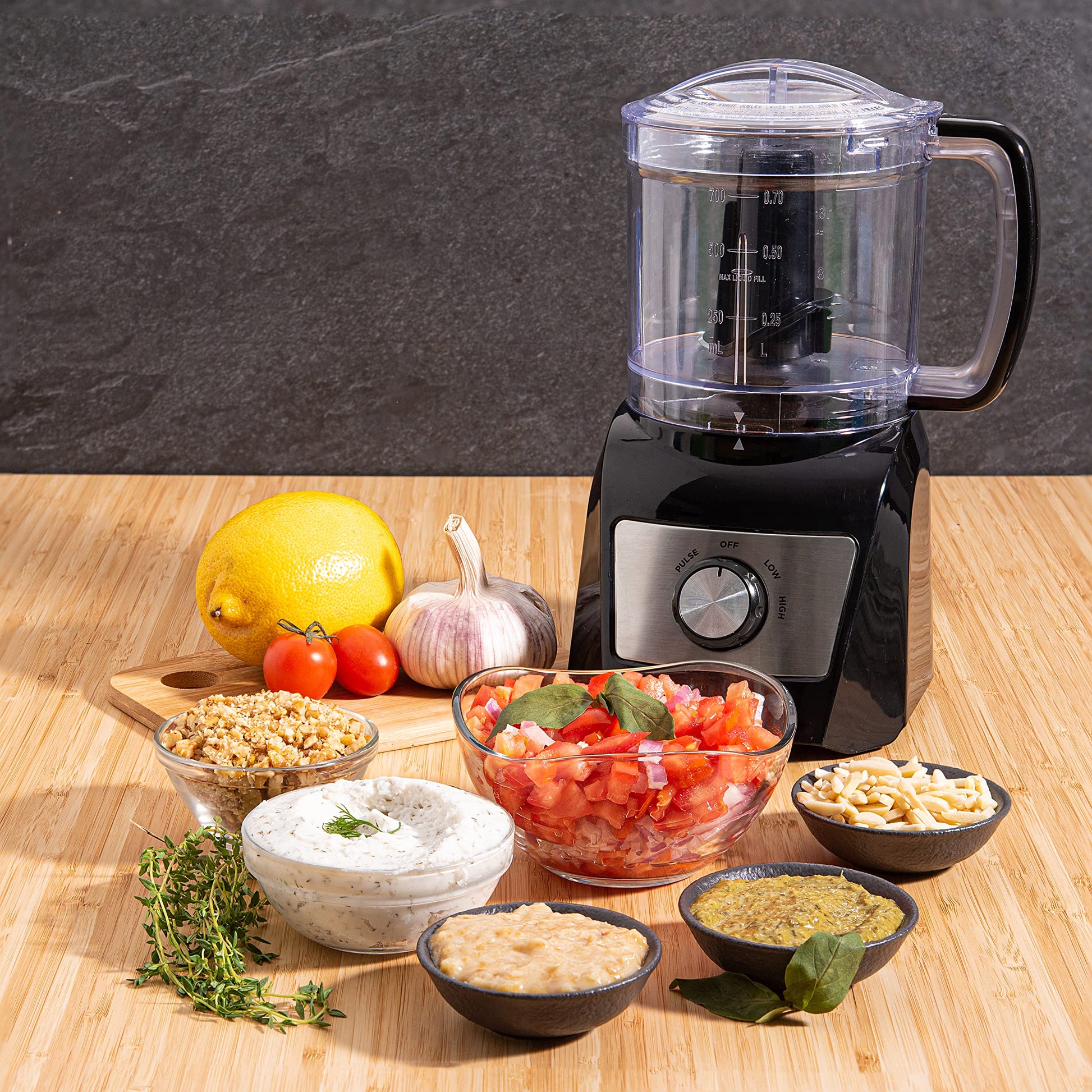 Mini Procesador de Alimentos Moss & Stone Plateado con Picador de Verduras de 300 Vatios y 2 Velocidades