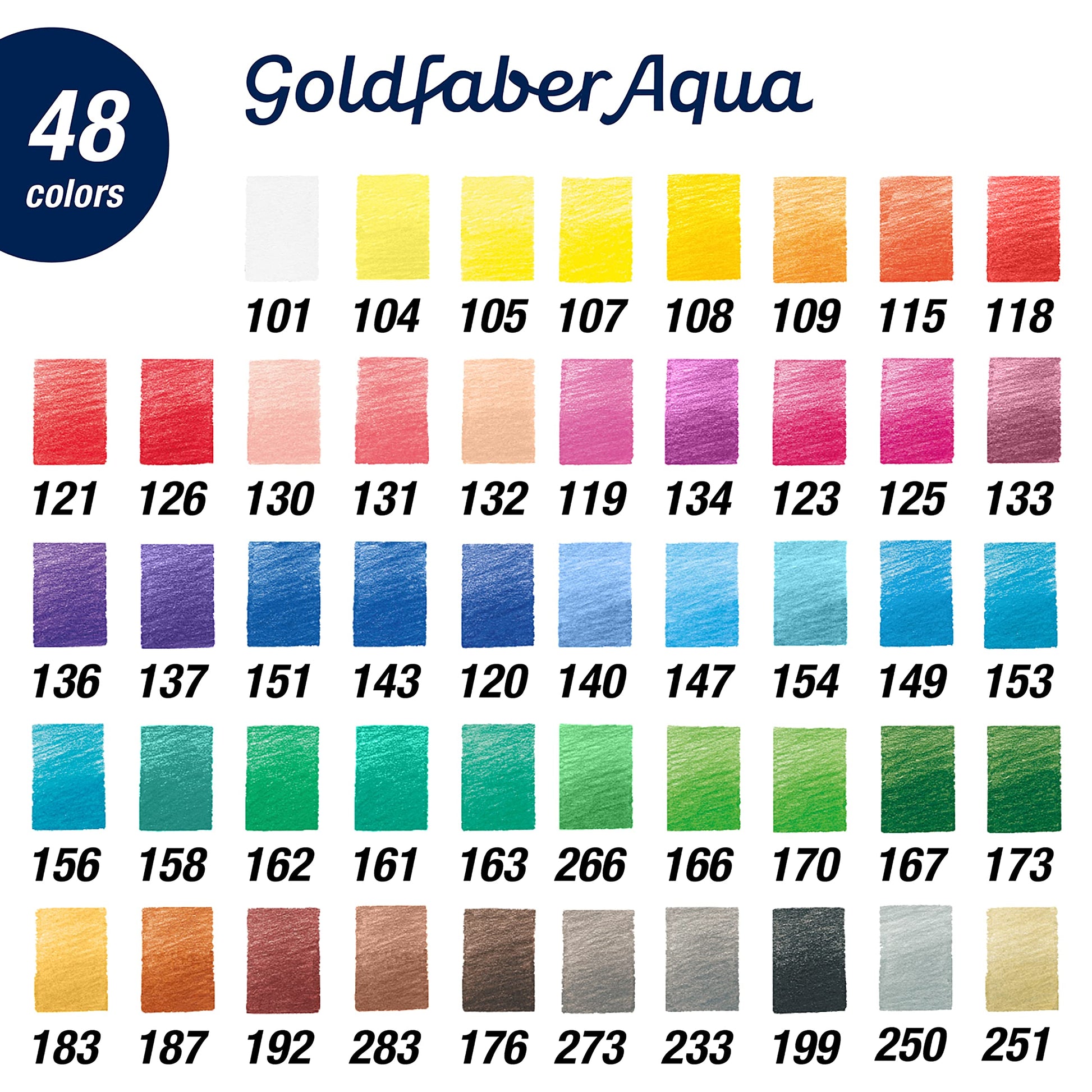 Faber-Castell Colores Goldfaber Acuarelables Para Arte con 48 Distintos Colores, estos lápices acuarelables permiten crear dibujos detallados como efectos acuarelados teniendo una experiencia creativa