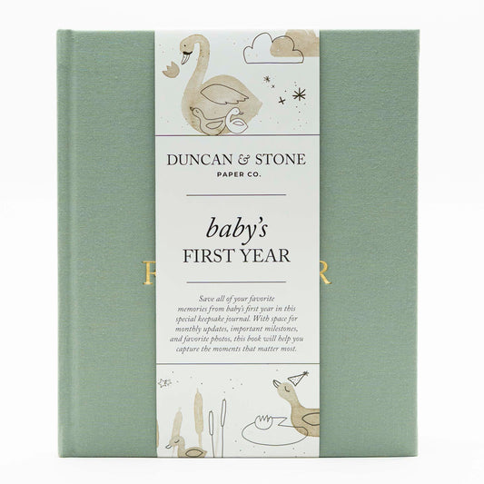 Libro de Primer Año Duncan & Stone Lino Recuerdo para Bebé