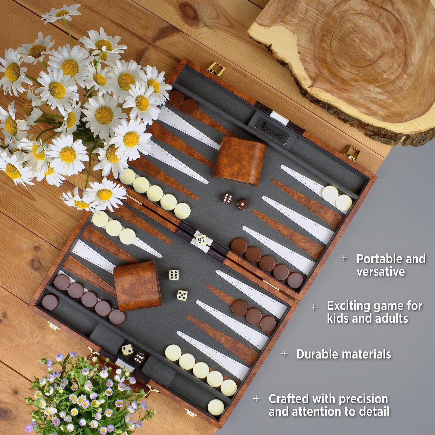 Juego de Backgammon Queensell Rojo Viaje para Adultos y Niños