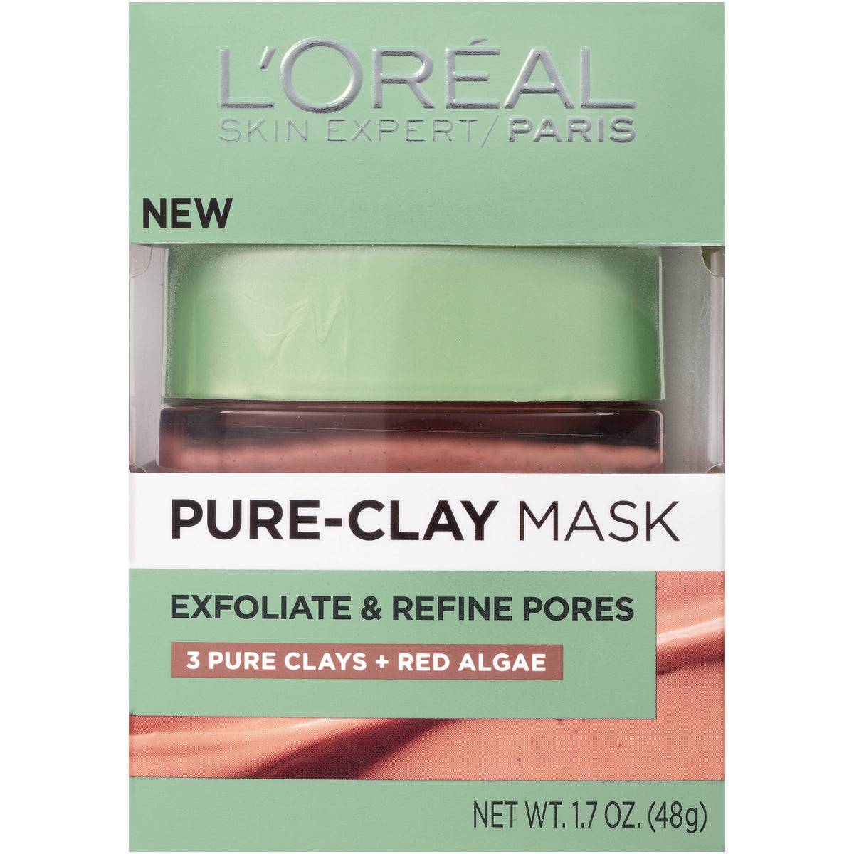 L'Oreal Paris Skin Care Pure Clay Mask Purify and Mattify, 1.7 Ounce, máscara (Mask Exfoliate And Refine Pores)