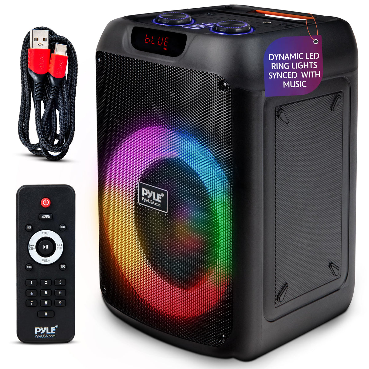 Bocina Bluetooth Pyle Verde Inalámbrico con Graves Potentes y Luces LED para Fiestas