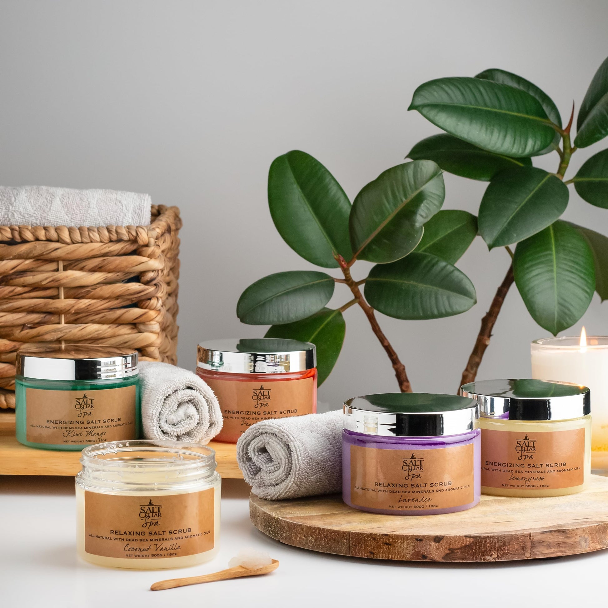 Exfoliante de Sal de Mar Muerto Salt Cellar Melocotón y Miel Energizante Orange