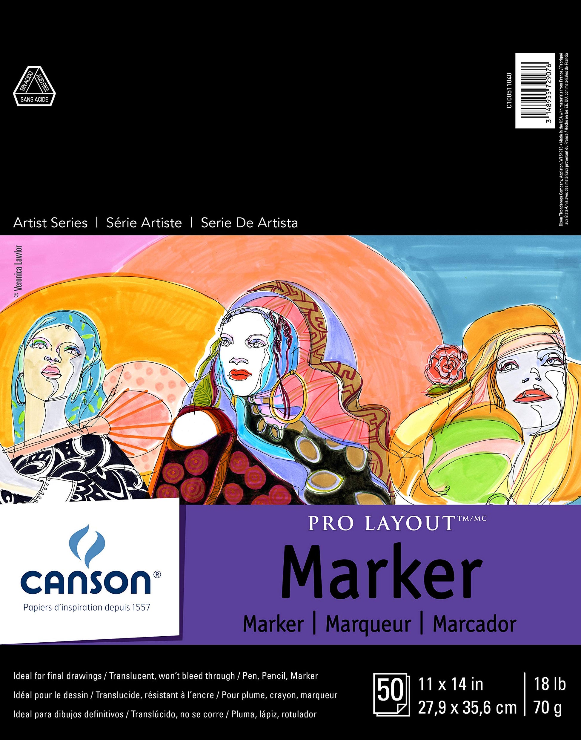 Canson Artist Series Pro Layout Bloc para Marcador, 0, 0, 11" x 14" (28 cm x 35 cm), 1