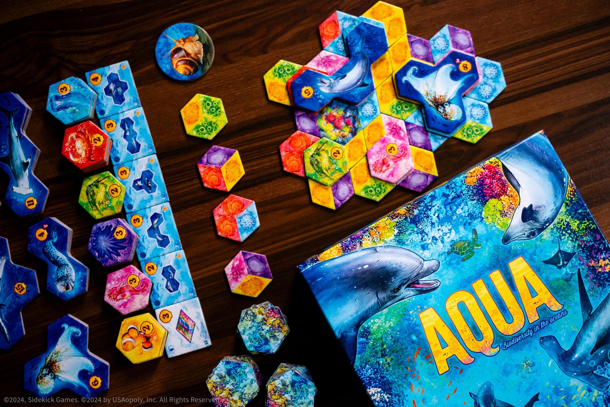 Juego de Mesa AQUA Sidekick Games Arte de Vincent Dutrait Oceanico Estratégico para Adultos y Familia