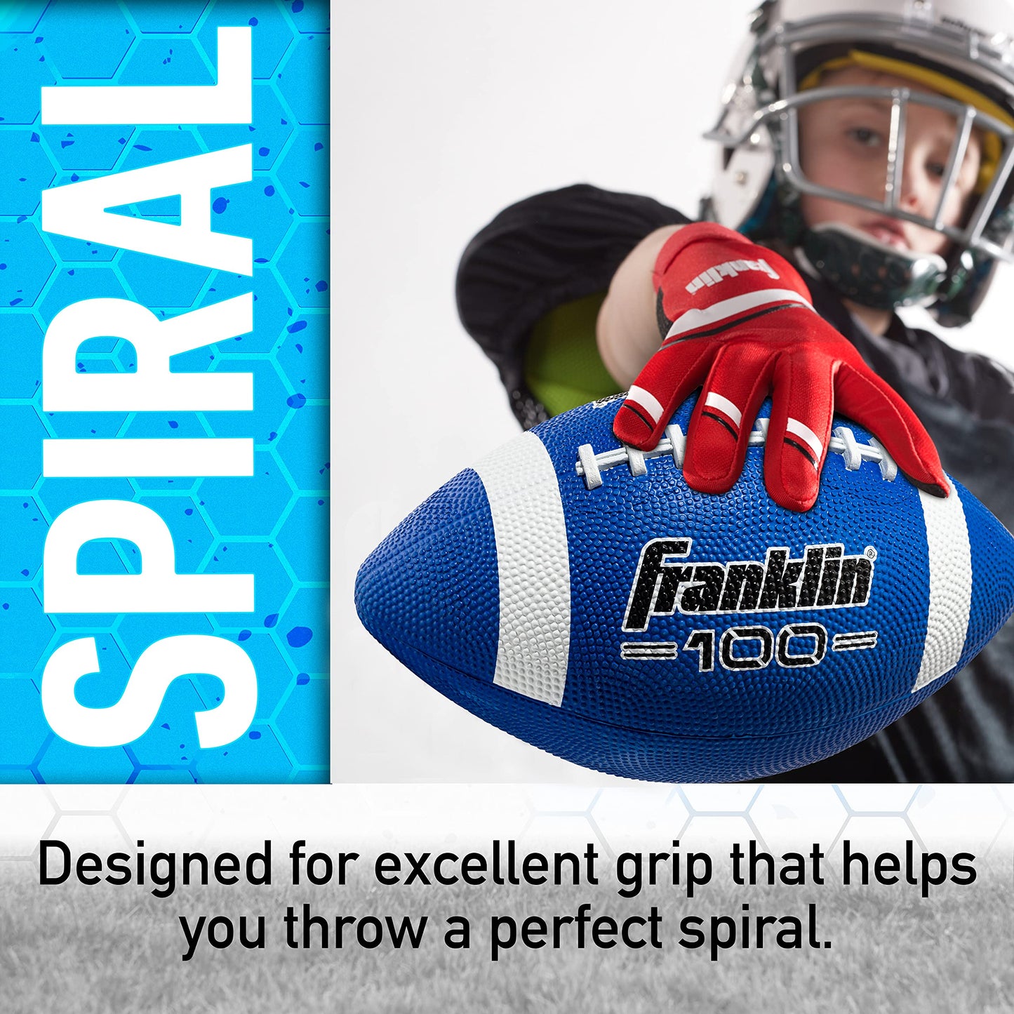 Franklin Sports Grip-Rite 100 - Balones de fútbol de Goma para niños, Paquete de 6 con Bomba, Color Azul y Blanco
