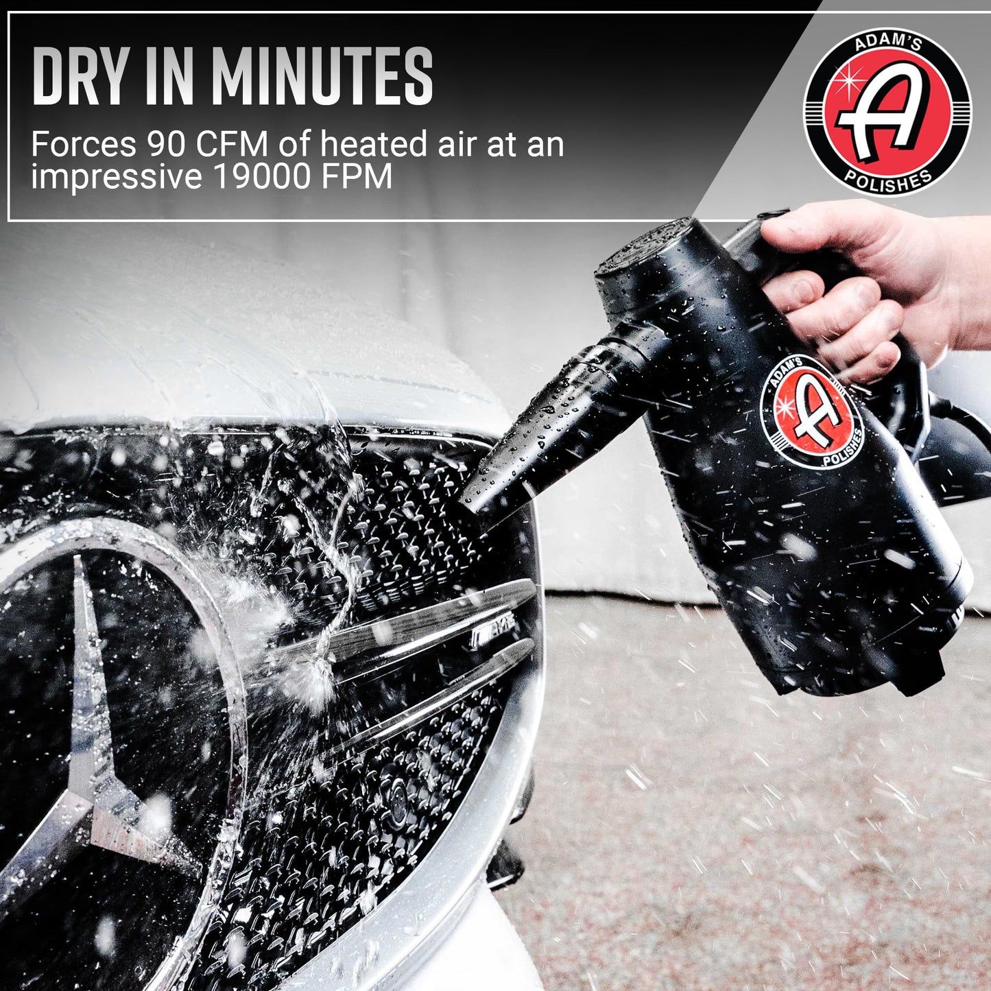 Cañón de Aire Adam's Mini Negro de Alta Potencia para Secado de Lavado de Coche