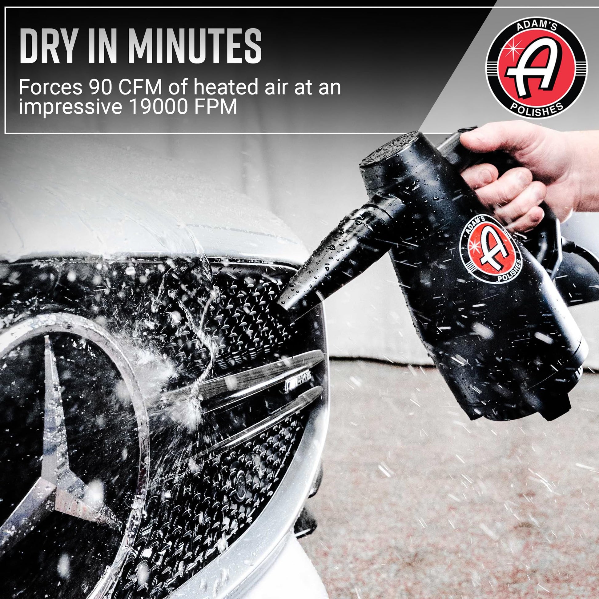 Cañón de Aire Adam's Mini Negro de Alta Potencia para Secado de Lavado de Coche