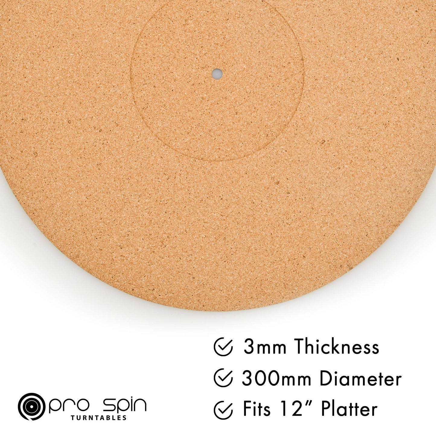 Alfombrilla de corcho para tocadiscos Pro-Spin para reproductores de discos LP de vinilo (3 mm) de alta fidelidad de sonido audiófilo, ayuda a reducir el ruido debido a la estática y el polvo
