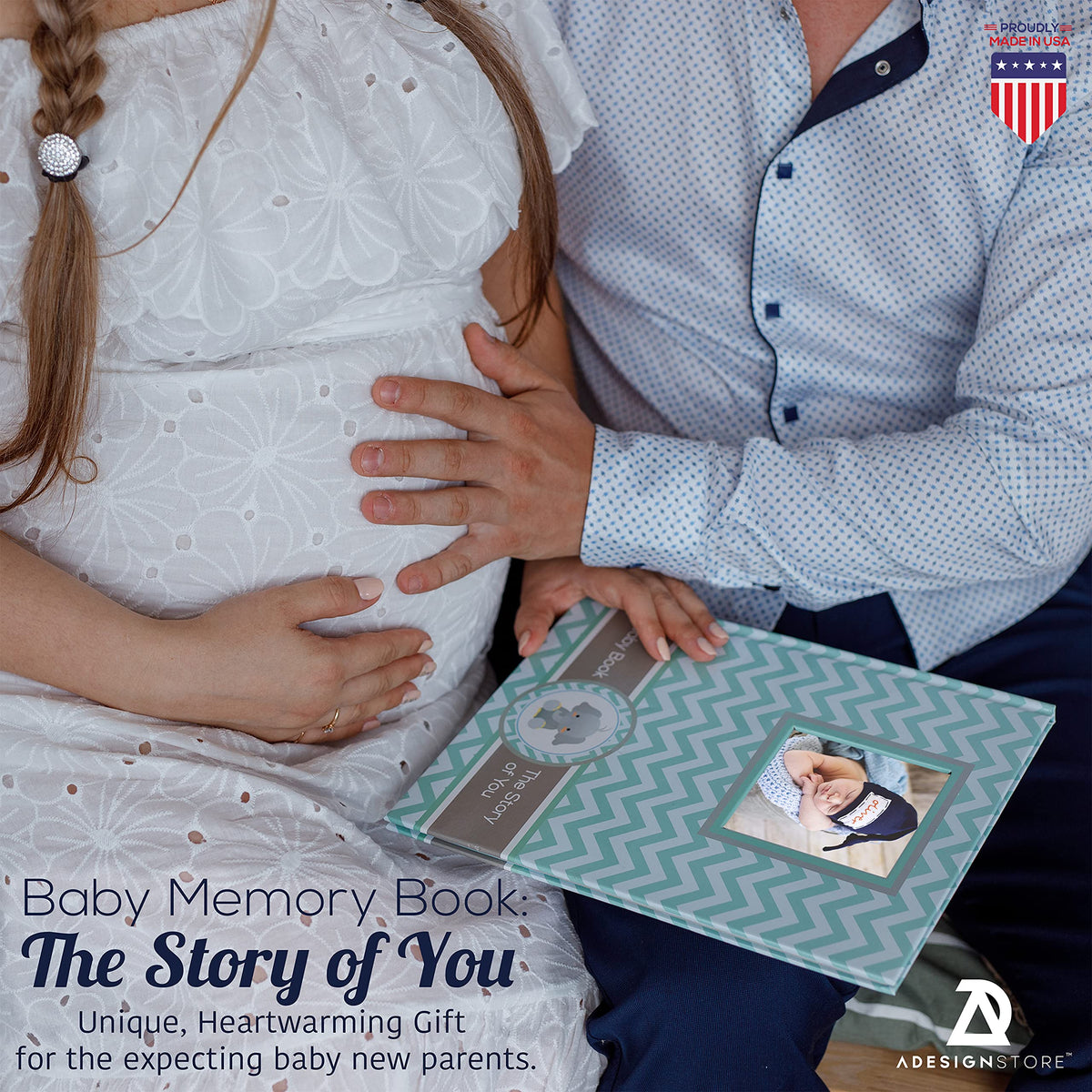 Libro de Memorias de Bebé Newborn en Azul Teal para Primer Año y Regalos