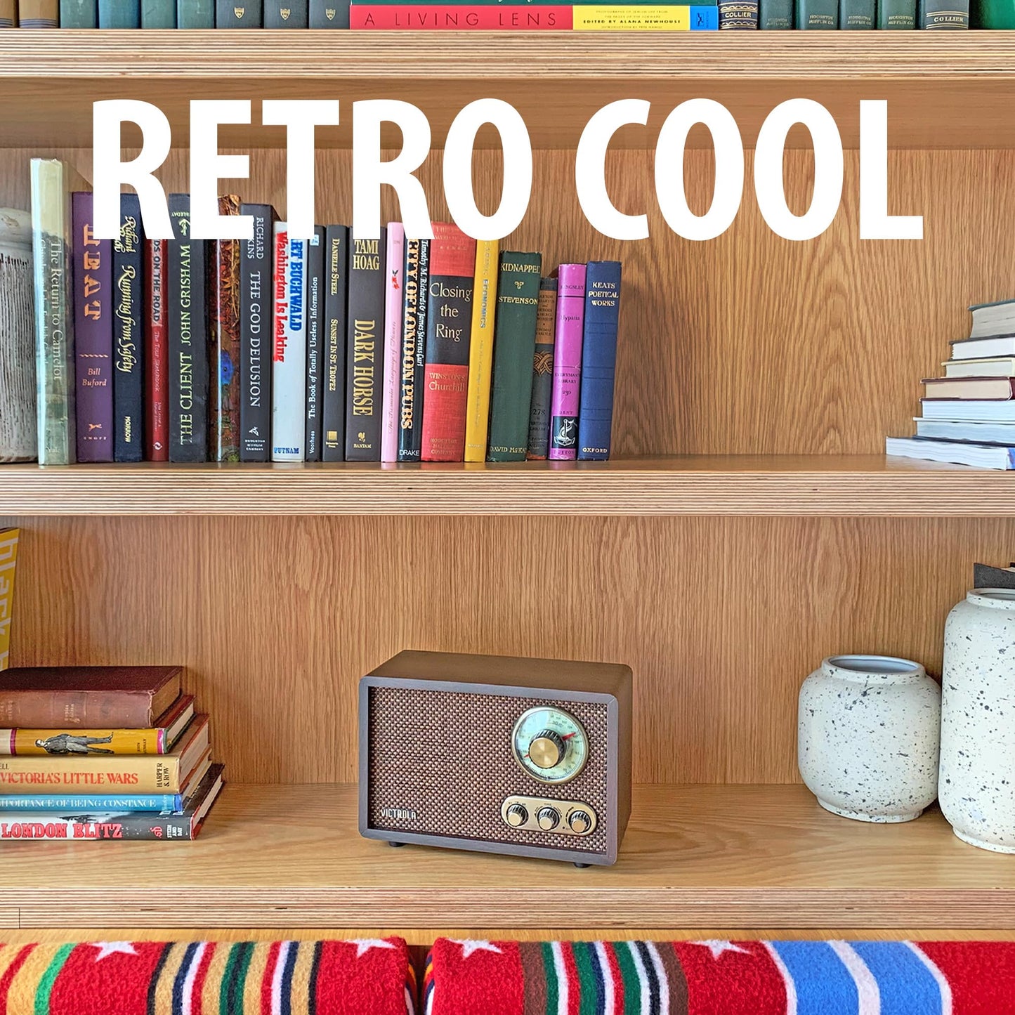 Radio Retro Victrola Bluetooth Walnut con Dial Giratorio