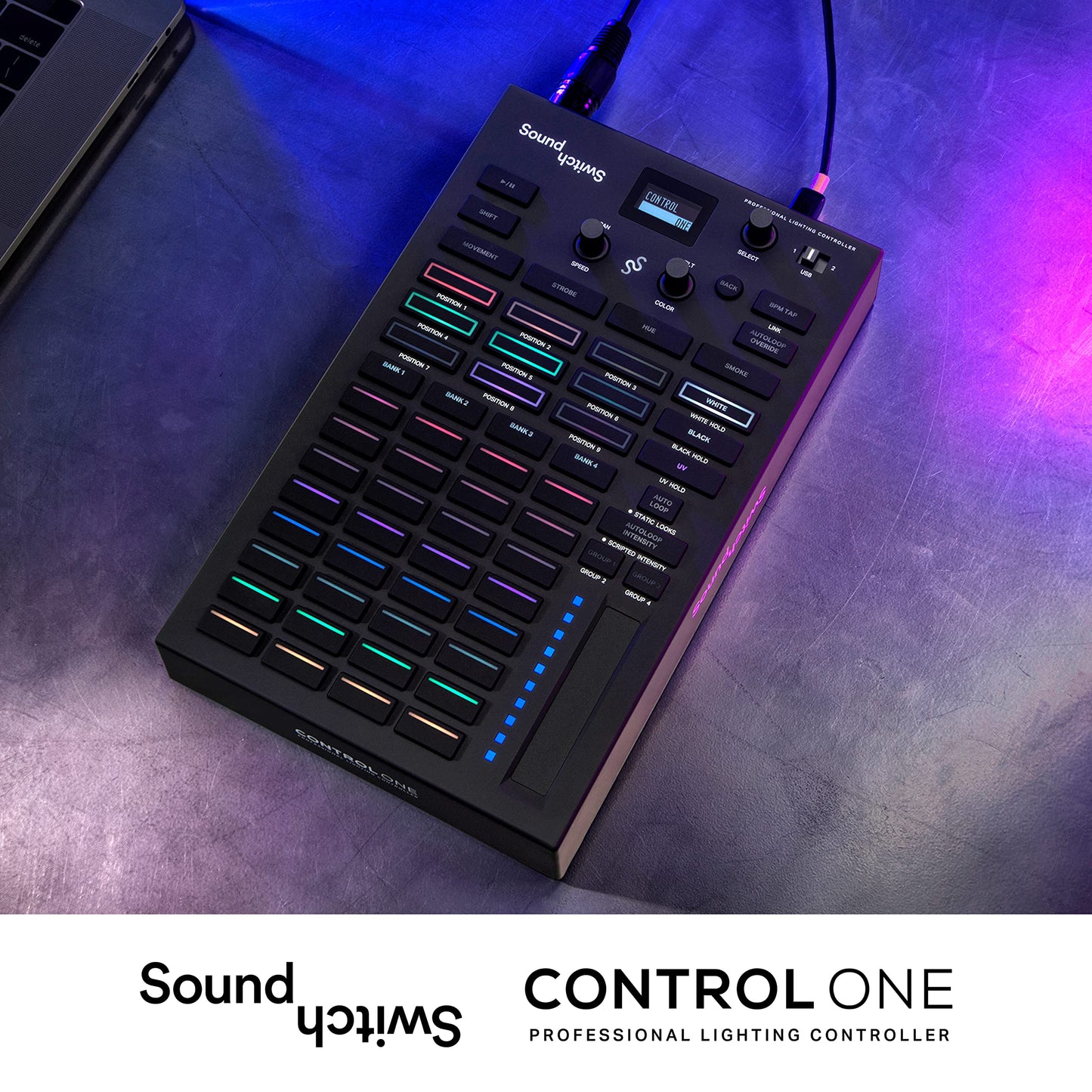 Controlador de Iluminación DMX SoundSwitch Control One Negro con Software y Soporte para Phillips Hue
