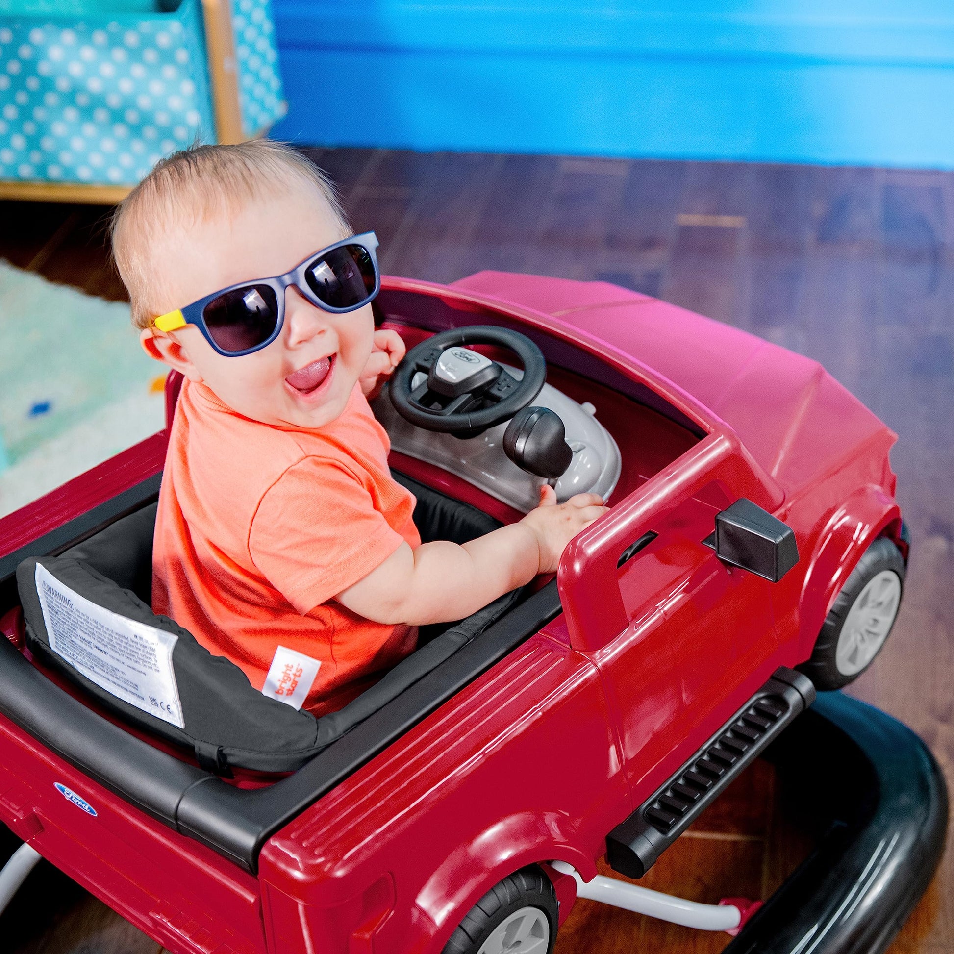 Bright Starts Ford F-150 - Centro de actividades para bebés 4 en 1 con volante interactivo extraíble, juguete de 6 meses en adelante