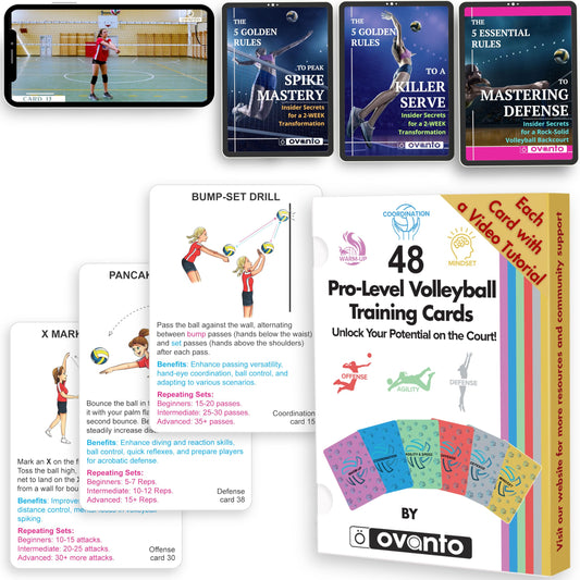 Tarjetas de Entrenamiento de Voleibol OVANTO a Todo Color Mesa de Trabajo Revestida Mediano para Jóvenes