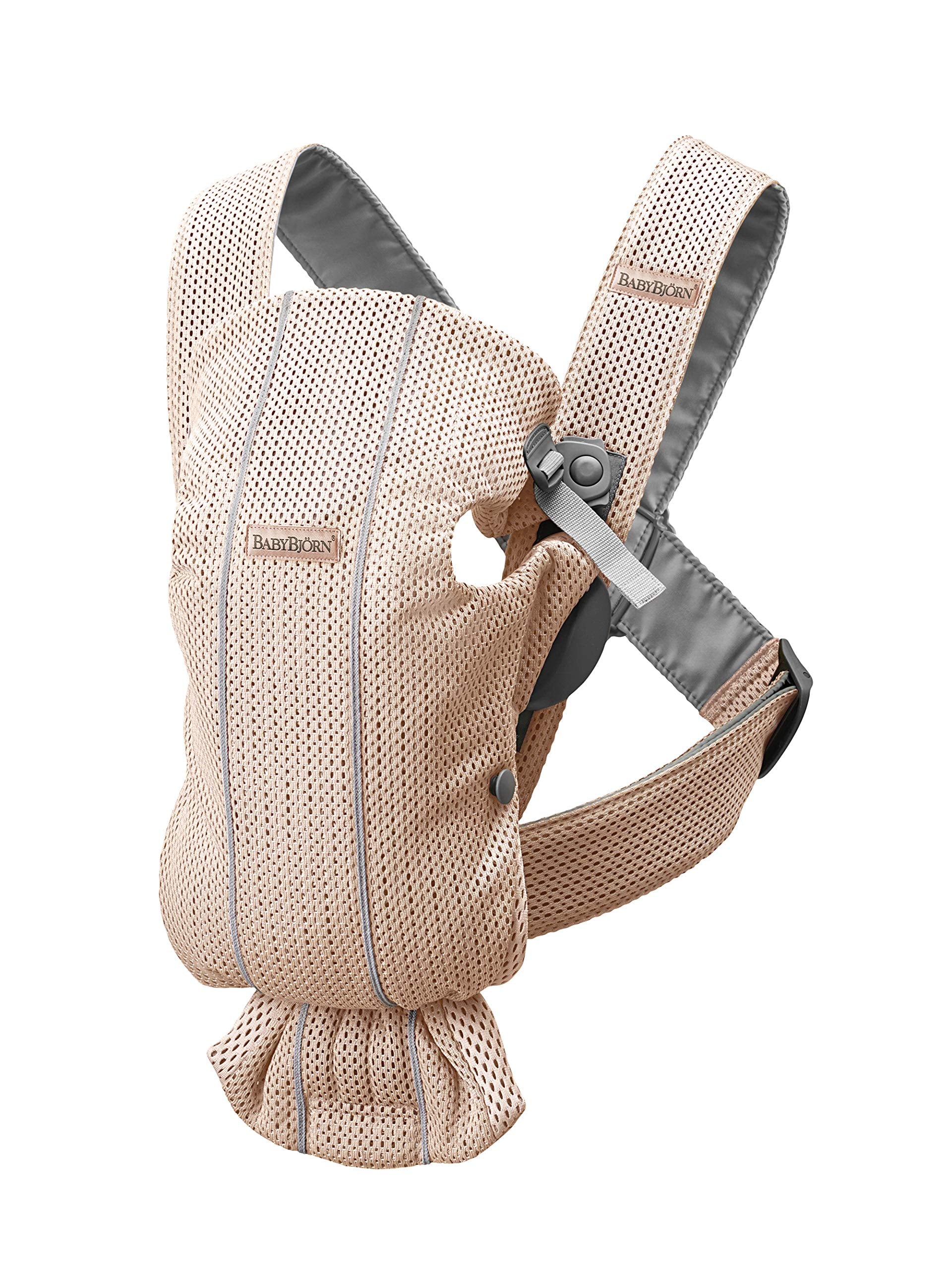 BabyBjörn Baby Carrier Mini, 3D Mesh, Pearly Pink Newborn Carrier (7-25 lbs), Ergonomic, Easy-to-Use