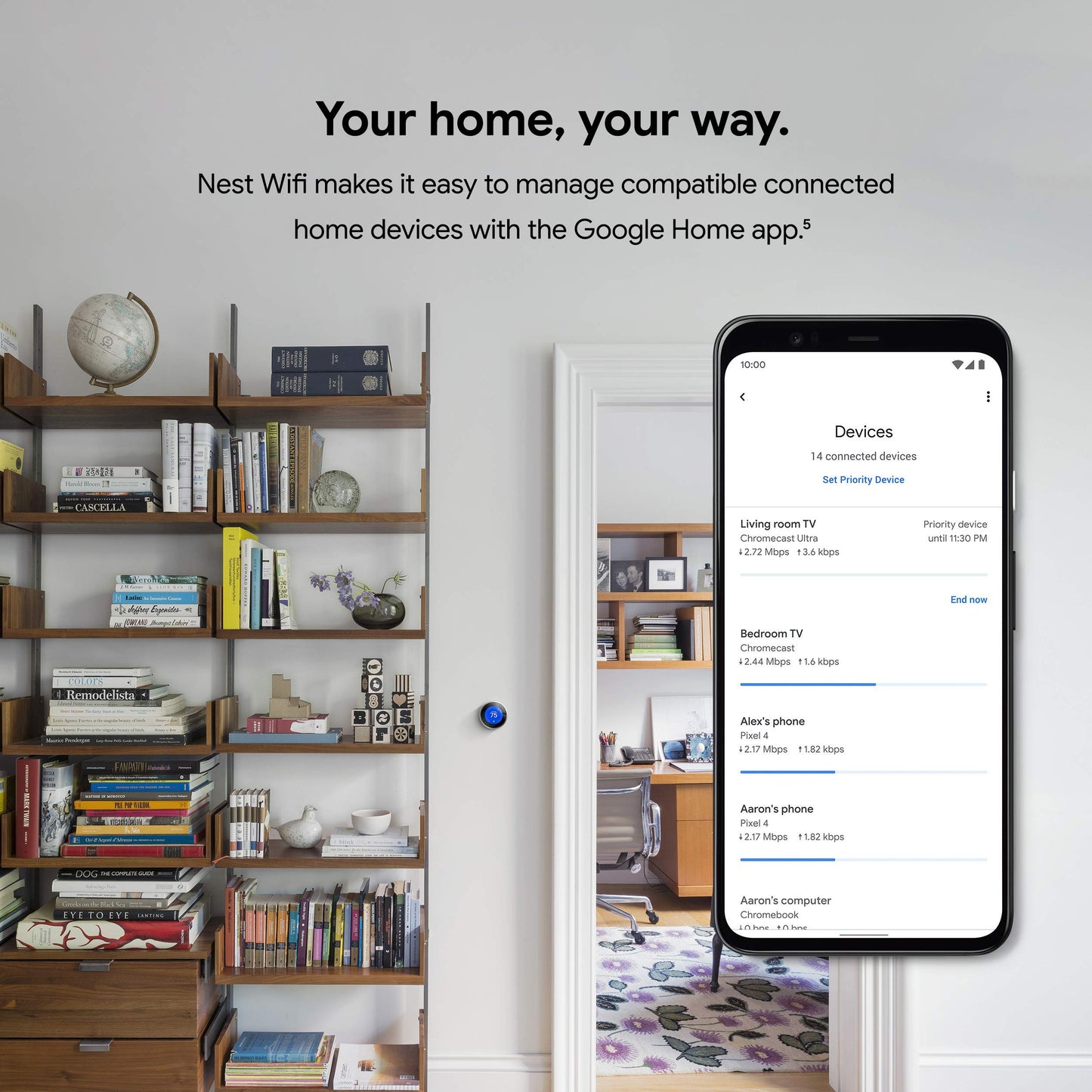 Google Nest Router WiFi , Enrutador Wi-Fi de malla 4x4 AC2200 con cobertura de 2200 pies cuadrados (Reacondicionado)