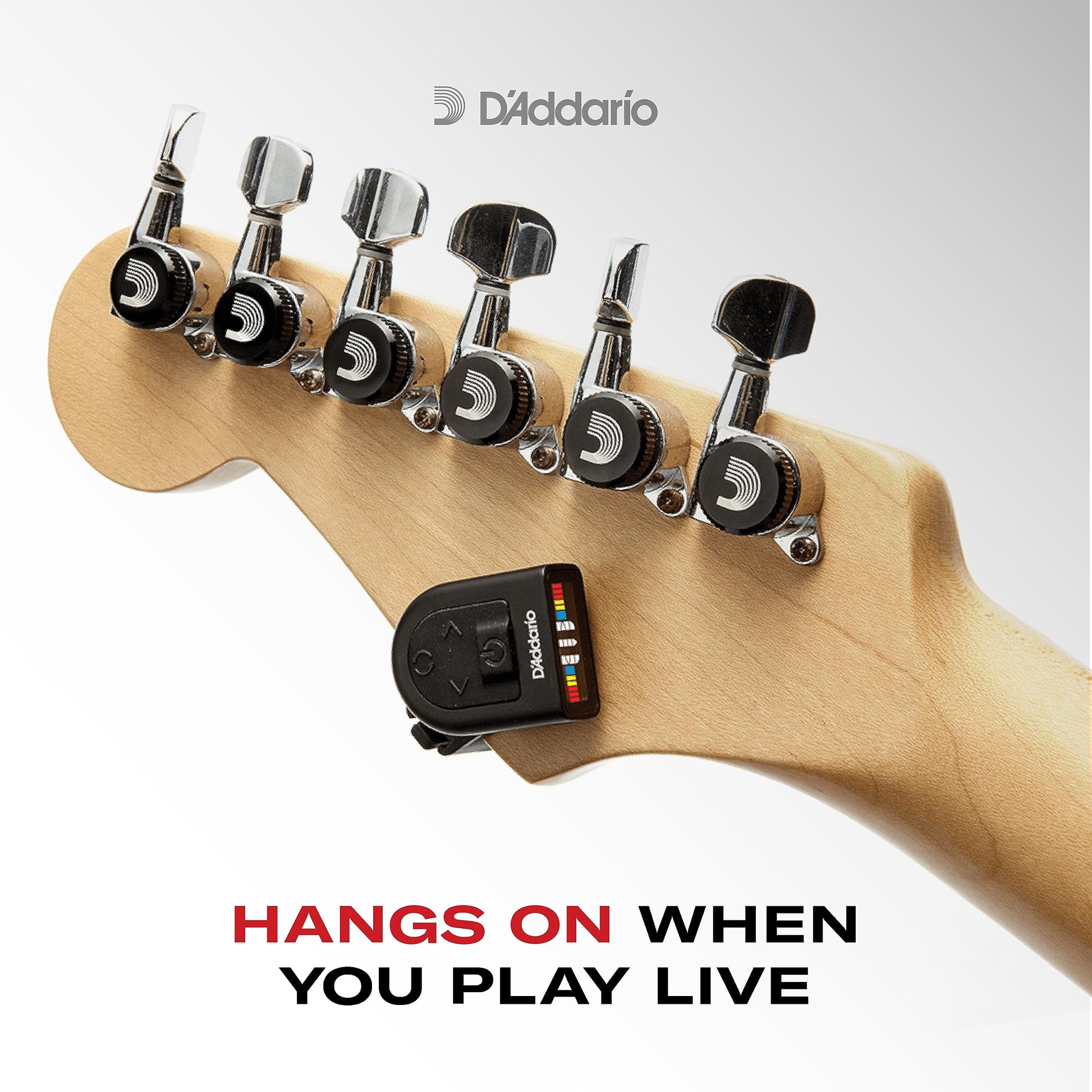 D'Addario Accessories | Afinador de guitarra | Recargable - Clip Universal | Individual - Compacto y discreto - Guitarra, bajo, ukelele, mandolina y banjo
