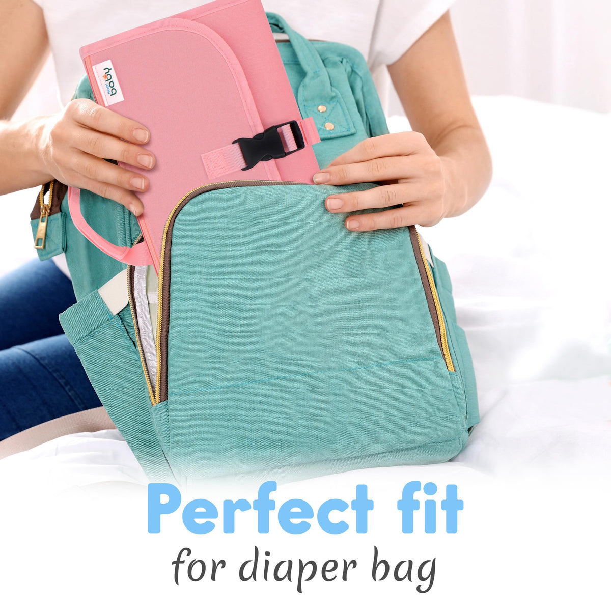 Kopi Baby - Cambiador de pañales portátil para bebé, bolsa de viaje con bolsillo para toallitas, tapete cambiador portátil de diseño inteligente, kit de estación de viaje para bebés, regalo para niñas