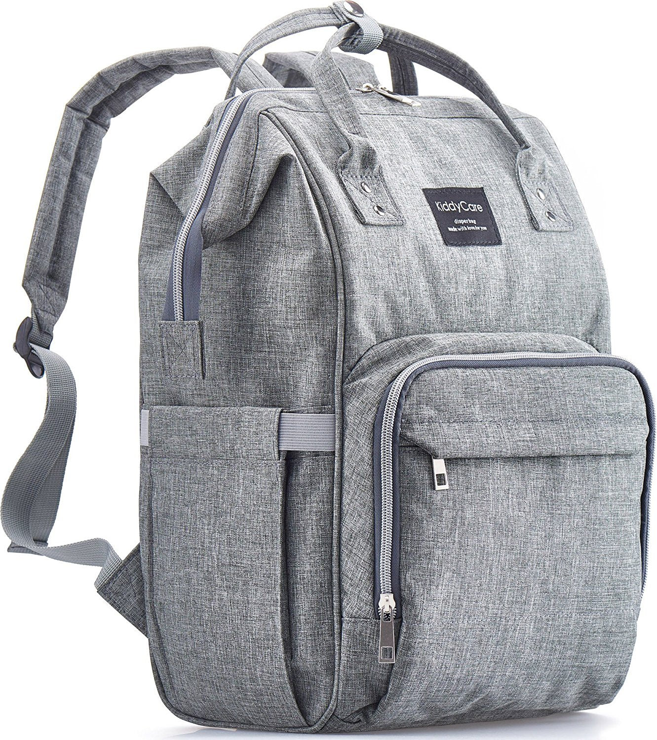 Mochila Pañalera Moderna Gran Capacidad para Bebé mamá y papá, Resistente Bolsa al Agua Cambiador, Gris