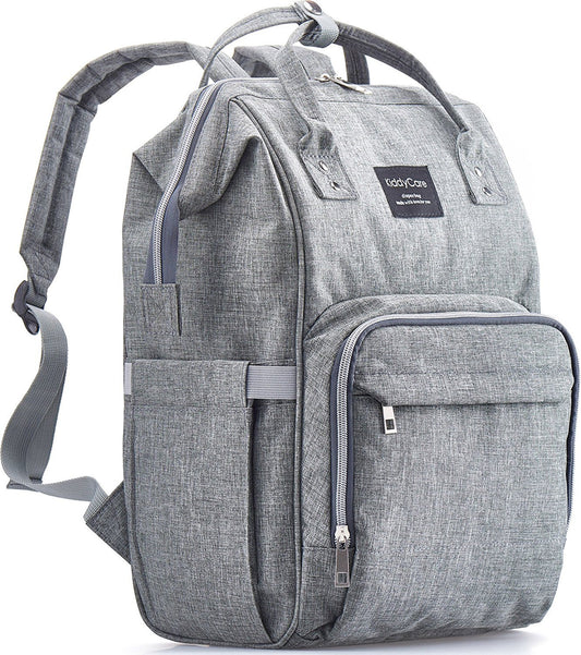 Mochila Pañalera Moderna para Bebé Gran Capacidad Gris Resistente al Agua