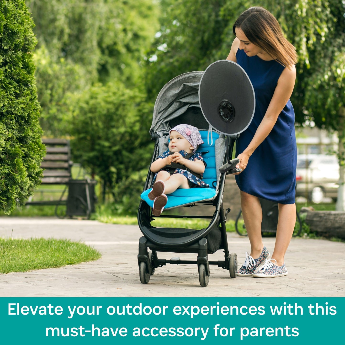 carriola para bebé con parasol, asiento de coche, silla de playa – Cool Shade UPF50 Clip On Baby Infant, protección solar, recargable
