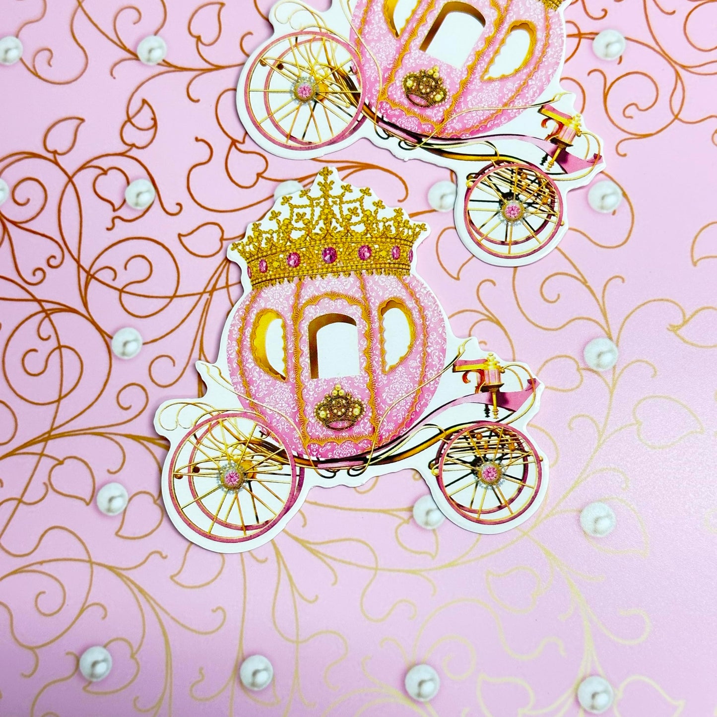 Princesa Carriage Cut-Outs, princesa cumpleaños baby shower fiesta decoración (rosa)
