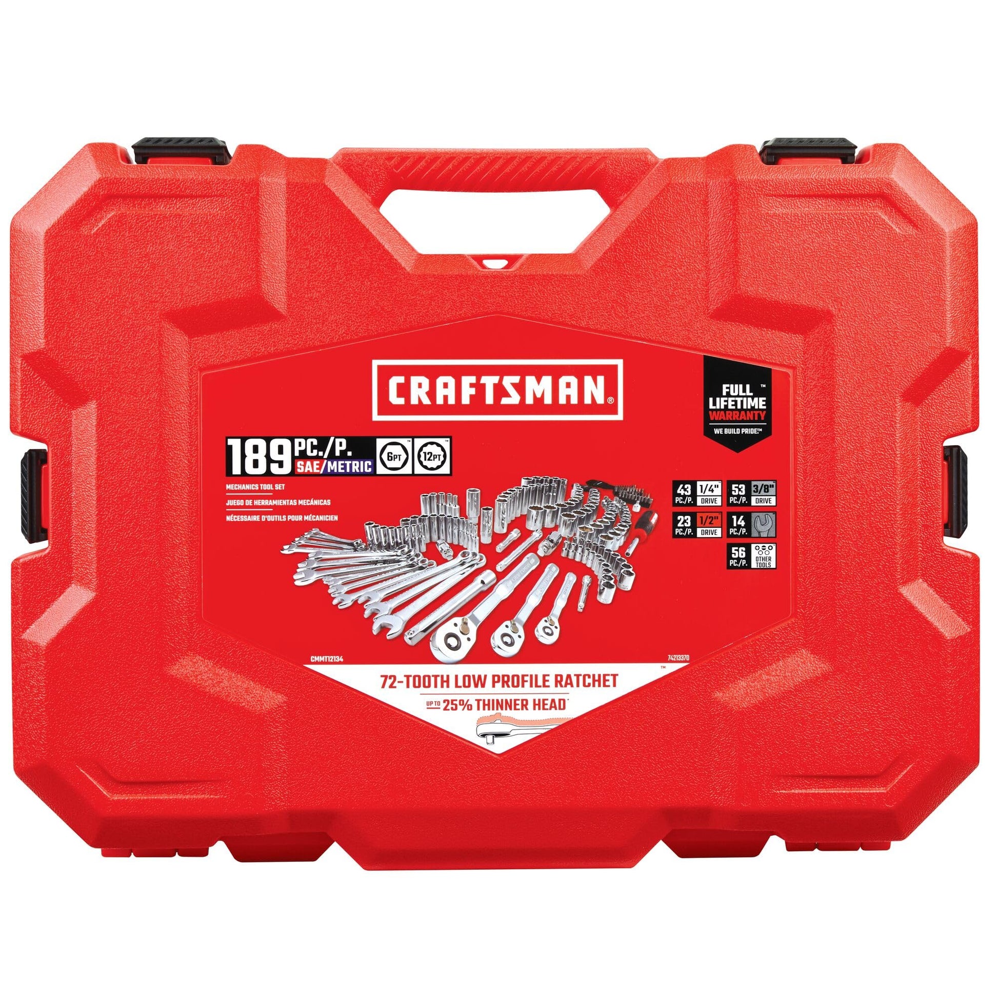 CRAFTSMAN - Juego de herramientas mecánicas de 1/4 y 3/8 pulgadas, 189 piezas (CMMT12134)