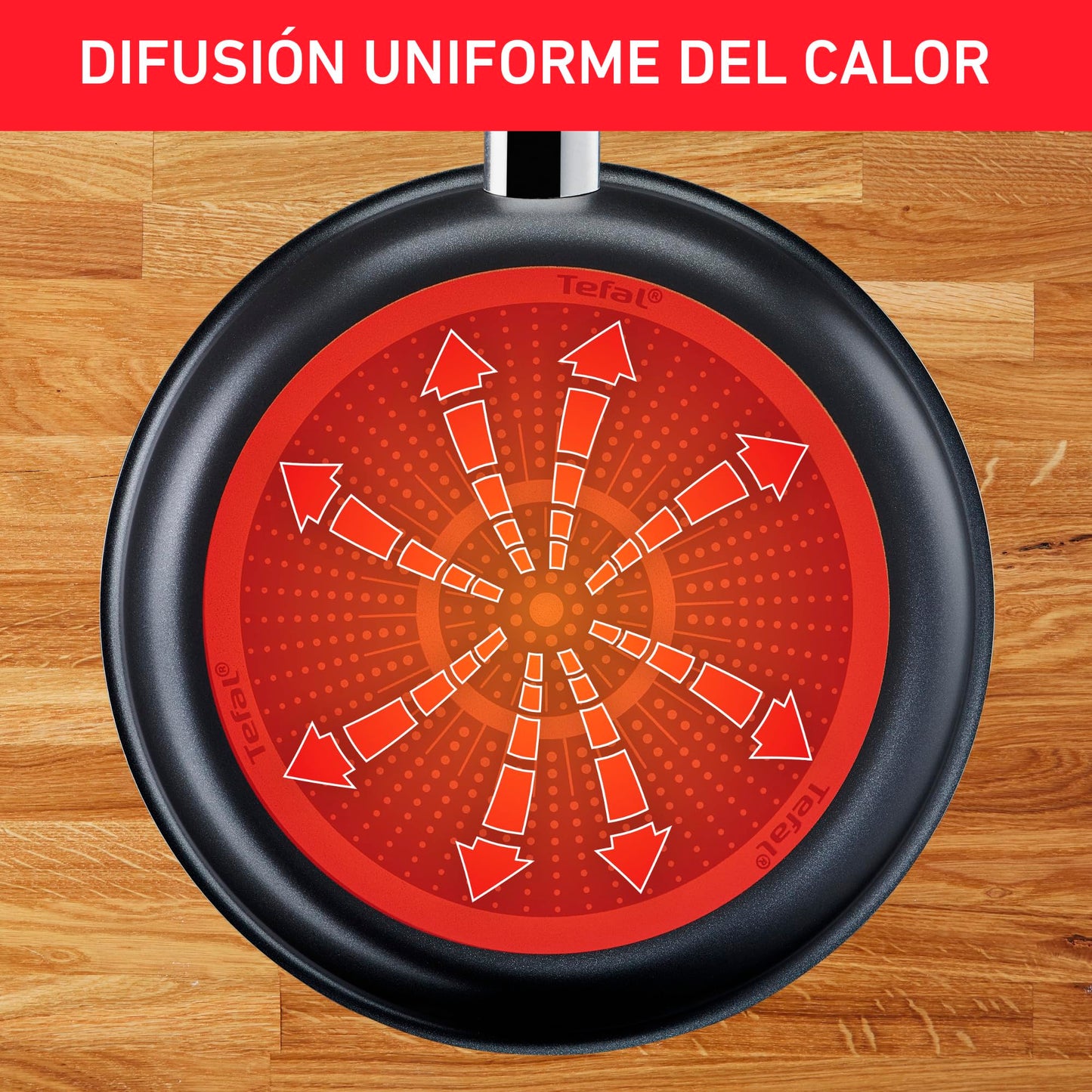 Sartén T-fal Negro Hard Titanium Plus con Antiadherente Titanium 2X y Tecnología Thermo Señal 30 cm