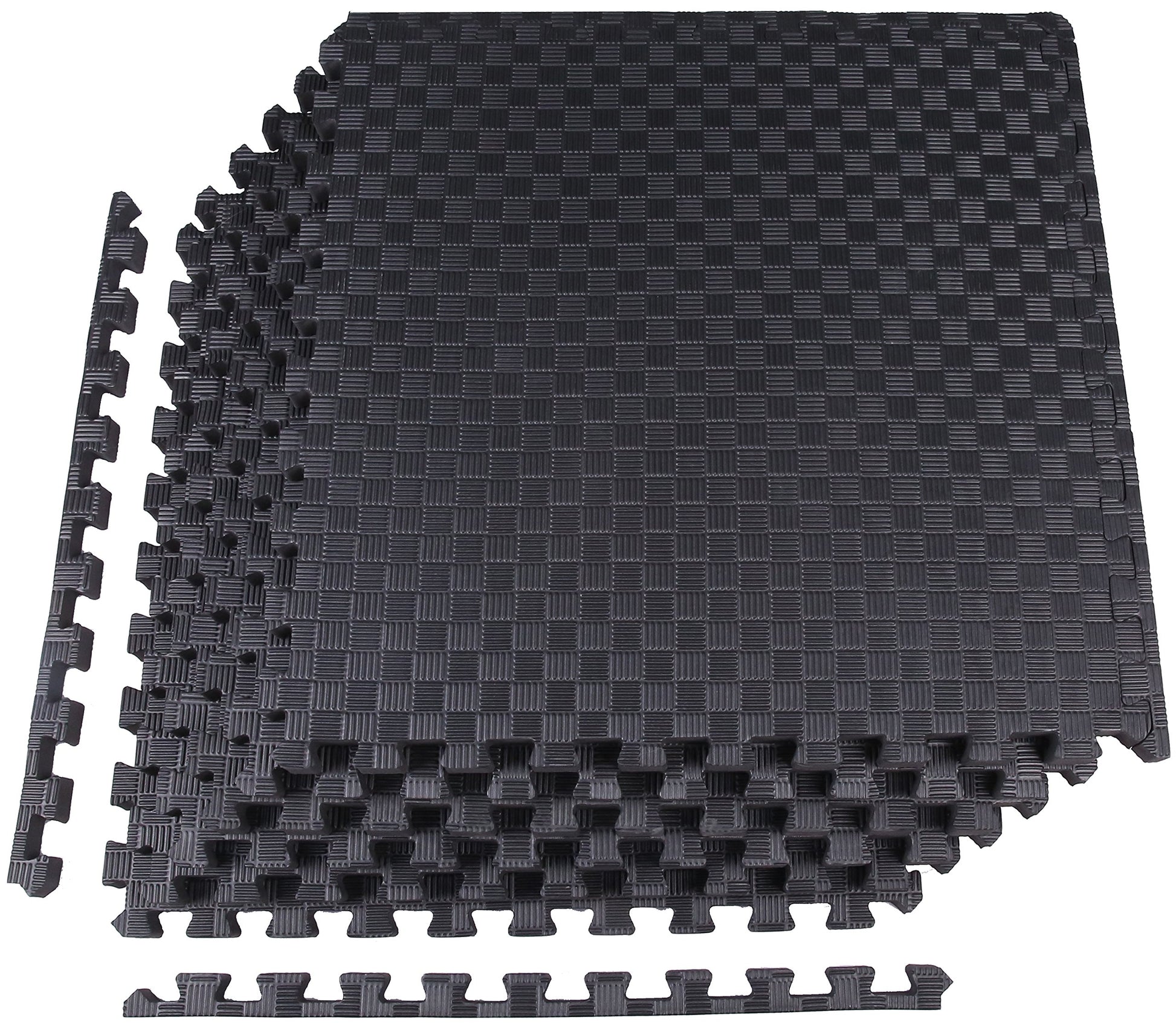 BalanceFrom Bfpm-03, Tapete De Ejercicio Con Azulejos Entrelazados Espuma EVA Para MMA Gimnasi Unisex Adulto, Negro (Black), One Inch Thick 24 Square Feet