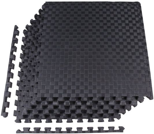 BalanceFrom Bfpm-03, Tapete De Ejercicio Con Azulejos Entrelazados Espuma EVA Para MMA Gimnasi Unisex Adulto, Negro (Black), One Inch Thick 24 Square Feet