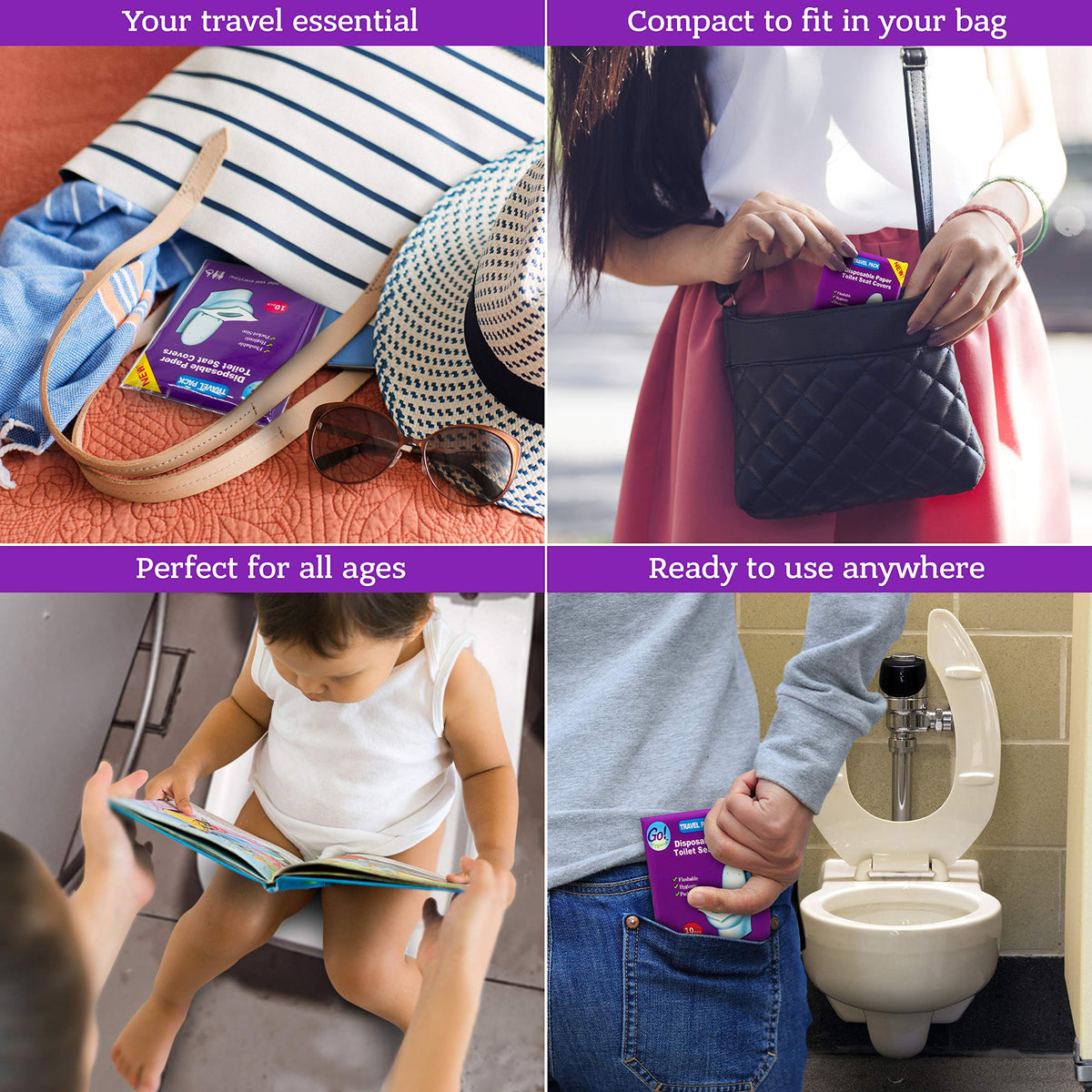 Fundas Desechables para Asientos de Inodoro GoHygiene XL blanco Paquete de Viaje