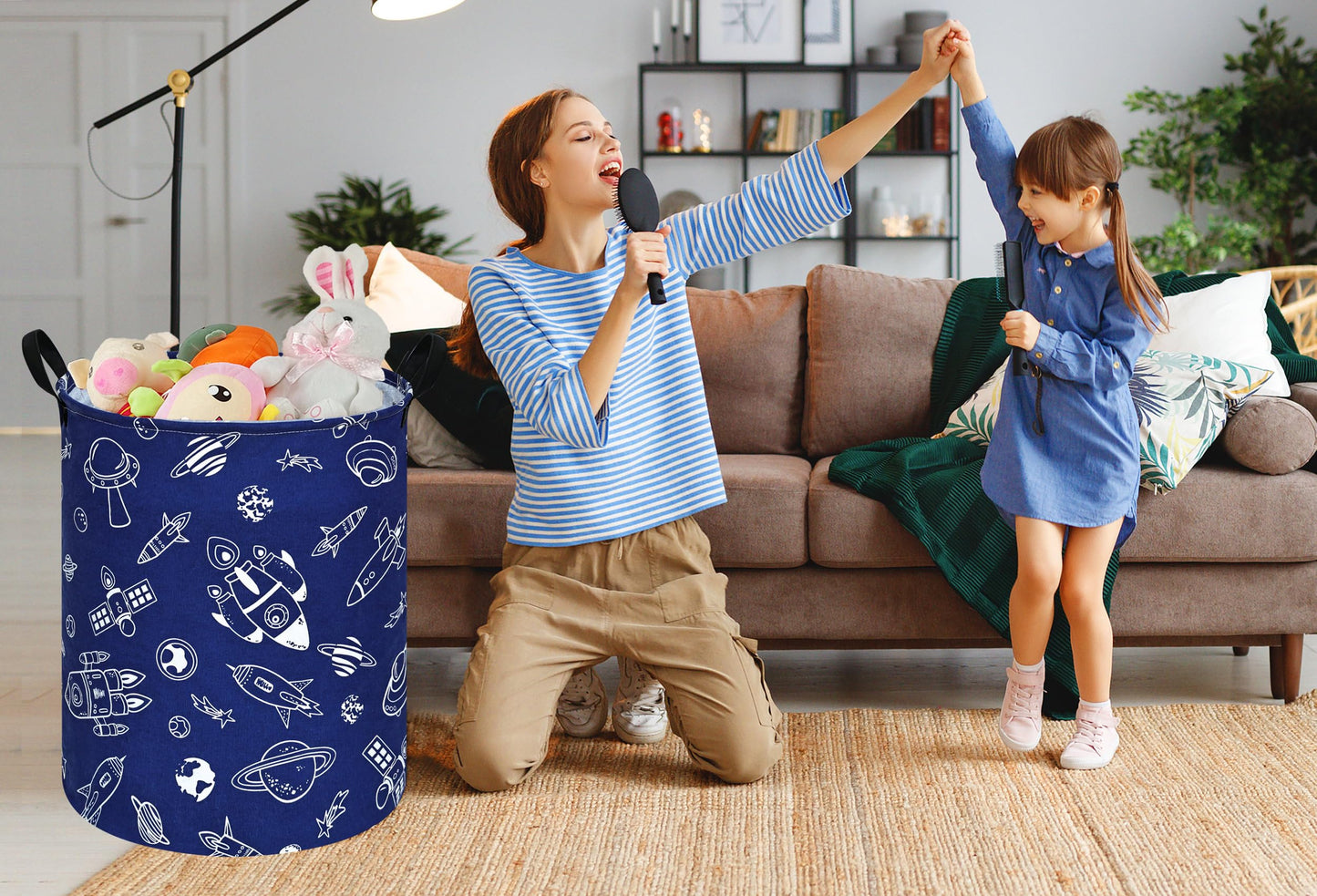 Cesta de almacenamiento DUYIY con asa grande, cesta organizadora para ropa sucia, lavandería, juguetes de bebé, ropa de niños, cesta de regalo