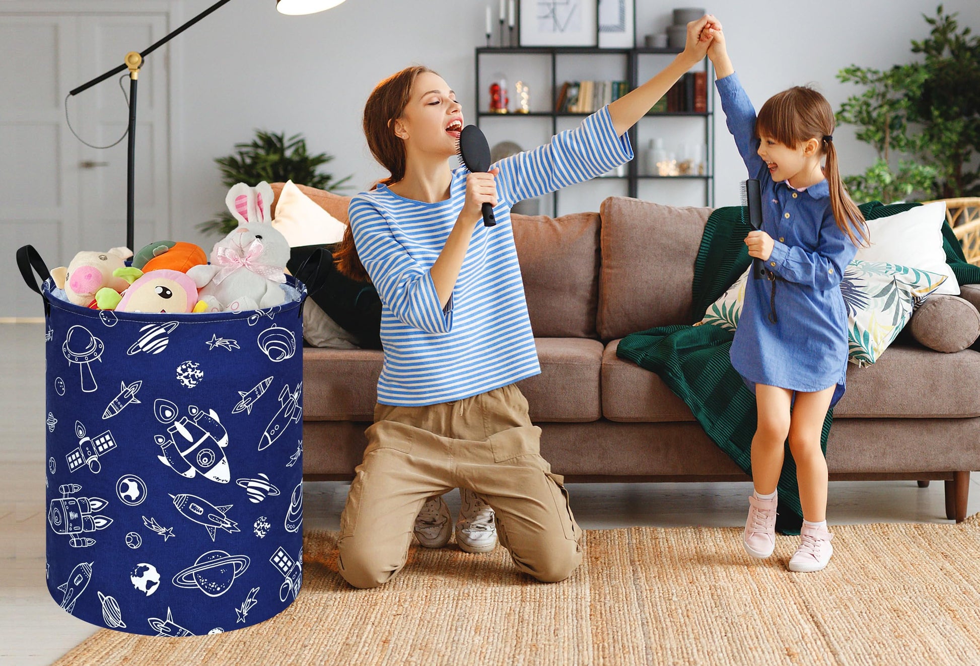 Cesta de almacenamiento DUYIY con asa grande, cesta organizadora para ropa sucia, lavandería, juguetes de bebé, ropa de niños, cesta de regalo