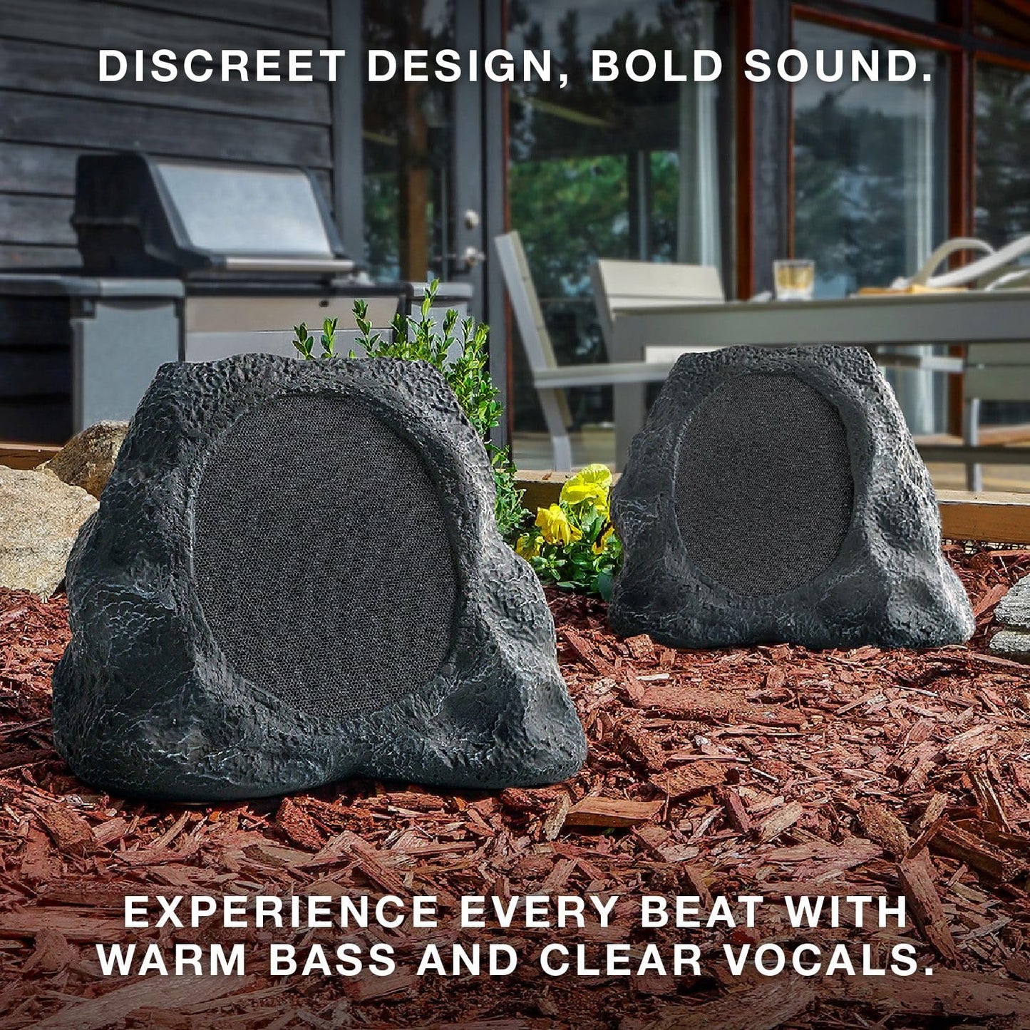 Victrola Rock Speaker Connect, Sand, Altavoz inalámbrico para Exteriores con Bluetooth 5.3, 22 Horas de duración de la batería, con Carga Solar, Conecta hasta 20 Altavoces Rock, IP65 Resistente al