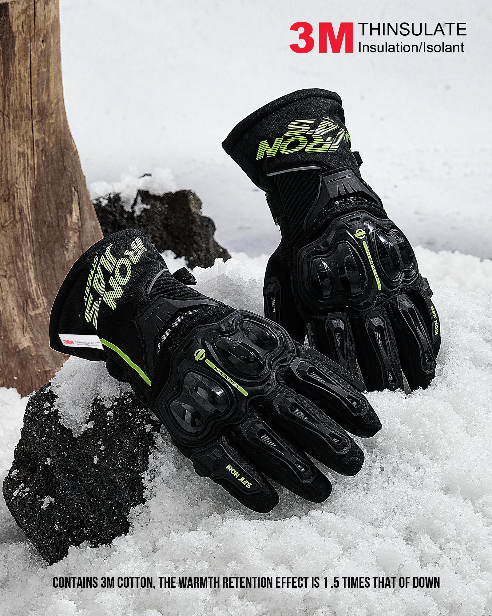 Iron JIA'S Guantes de Motos Invierno cálido Impermeable Cubierta Guantes de protección a Prueba de Viento Guantes Luvas Puede Pantalla táctil