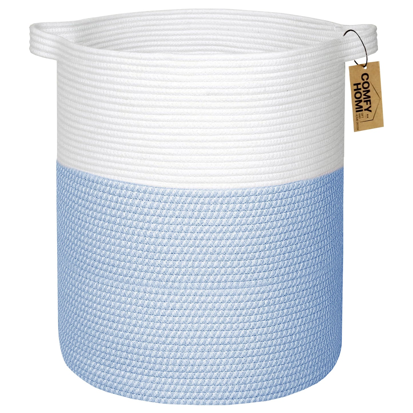 COMFY-HOMI - Cesta grande para lavandería con asas, canastas de manta para sala de estar, cuerda de algodón tejida, cesta decorativa de lavandería, regalo para bebé, guardería, perro, organizador de