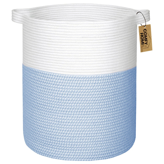 COMFY-HOMI - Cesta grande para lavandería con asas, canastas de manta para sala de estar, cuerda de algodón tejida, cesta decorativa de lavandería, regalo para bebé, guardería, perro, organizador de