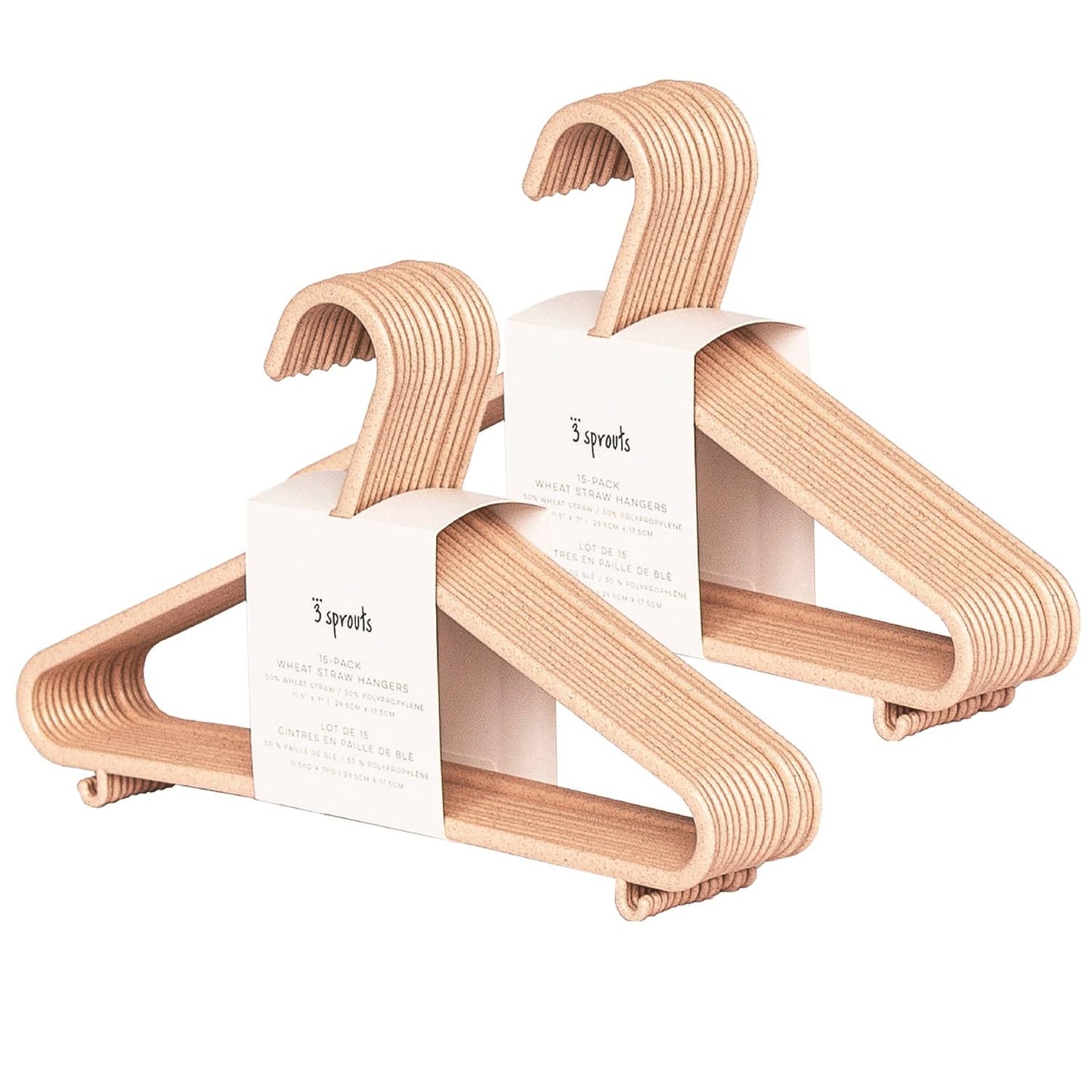 Paquete de 30 perchas de paja de trigo para bebé, paquete de 30 unidades, ecológicas, para guardería, almacenamiento de ropa duradera para niños, tamaño de recién nacido a 5T, color rosa moteado