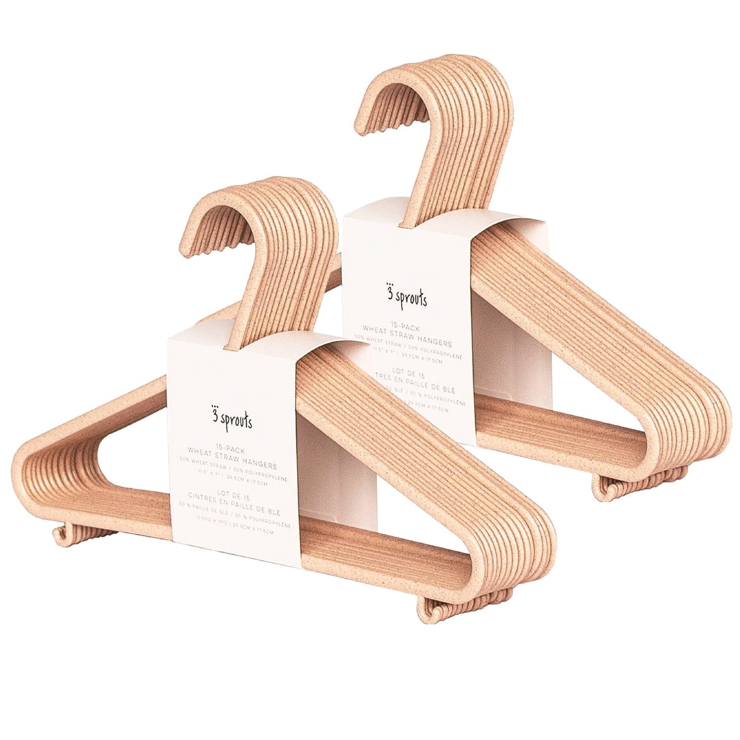 Paquete de 30 perchas de paja de trigo para bebé, paquete de 30 unidades, ecológicas, para guardería, almacenamiento de ropa duradera para niños, tamaño de recién nacido a 5T, color rosa moteado